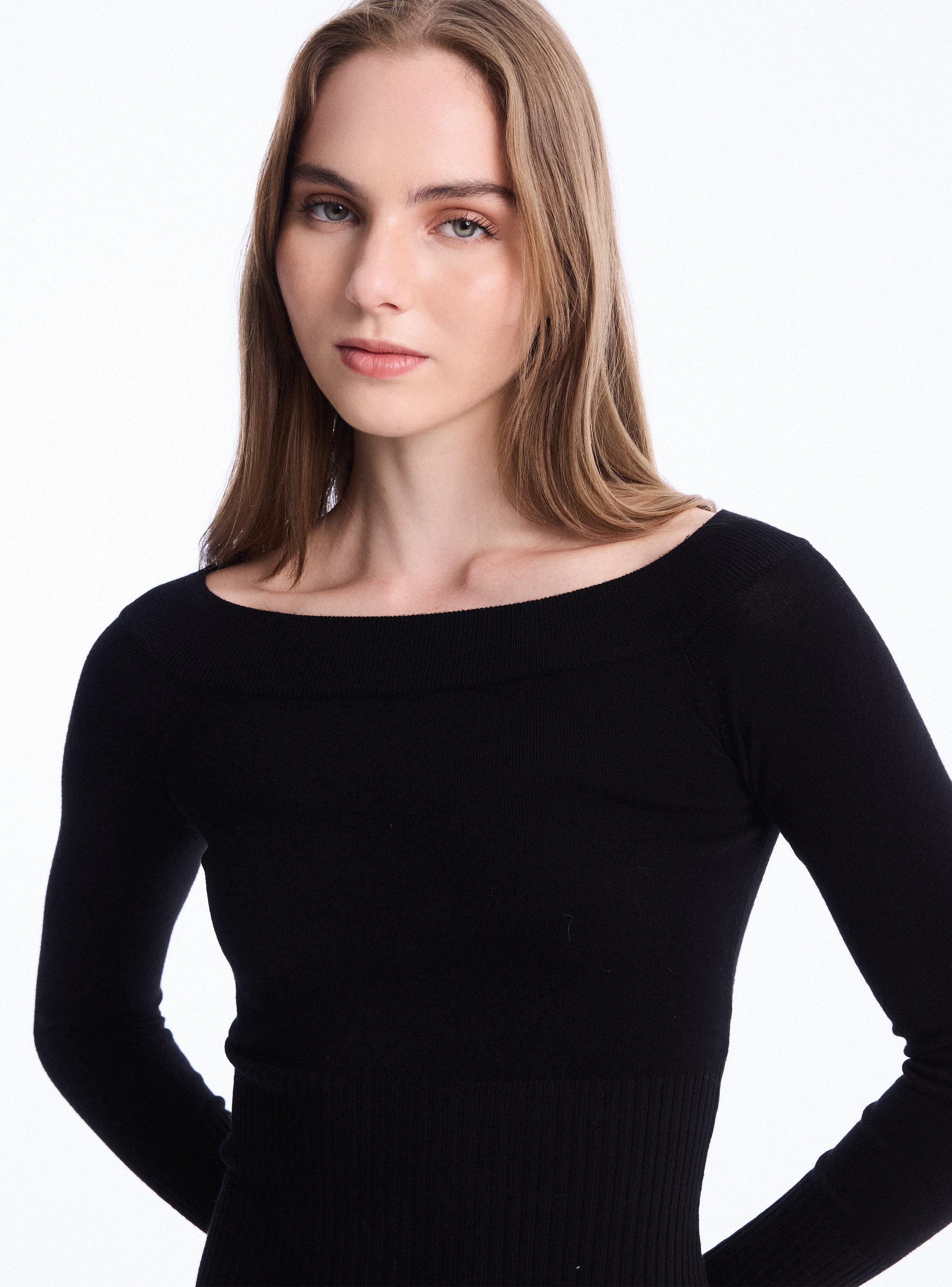 Sweater Básico Hombro Caído-2