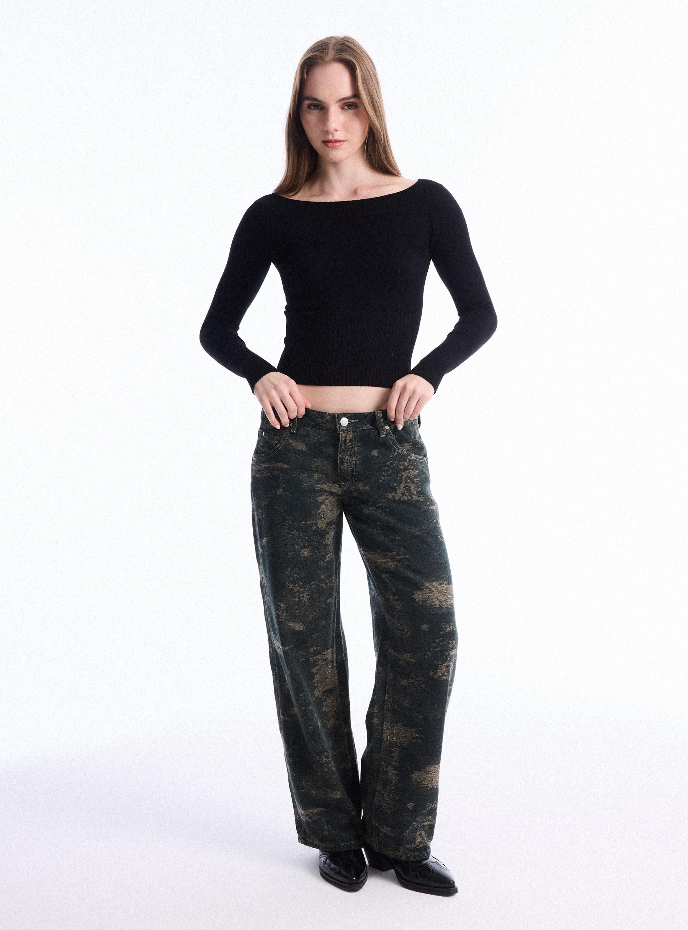 Sweater Básico Hombro Caído-4