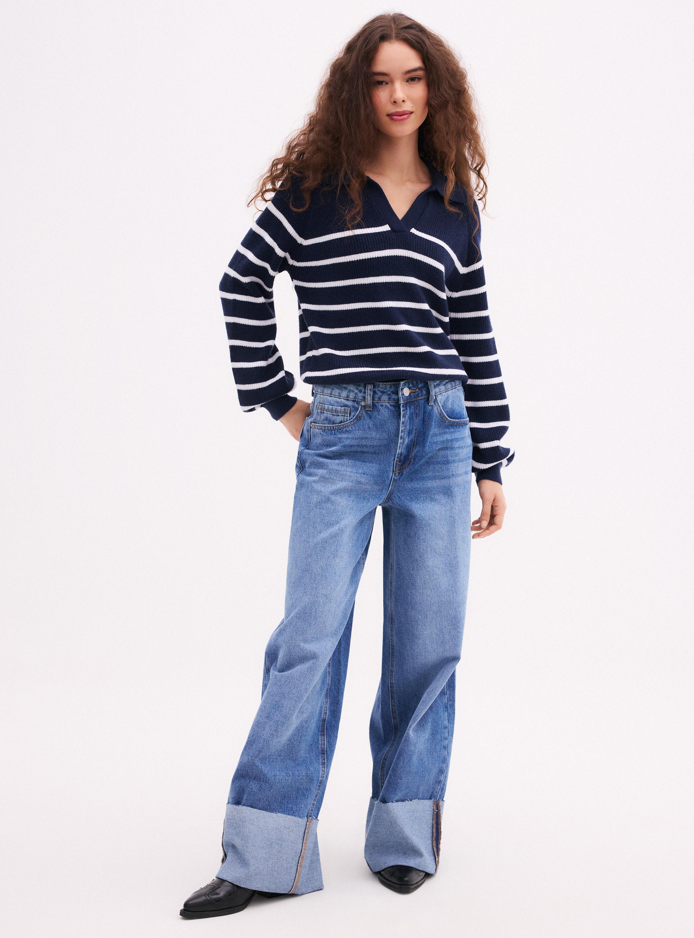 Sweater Cuello Polo con Rayas Horizontales-4