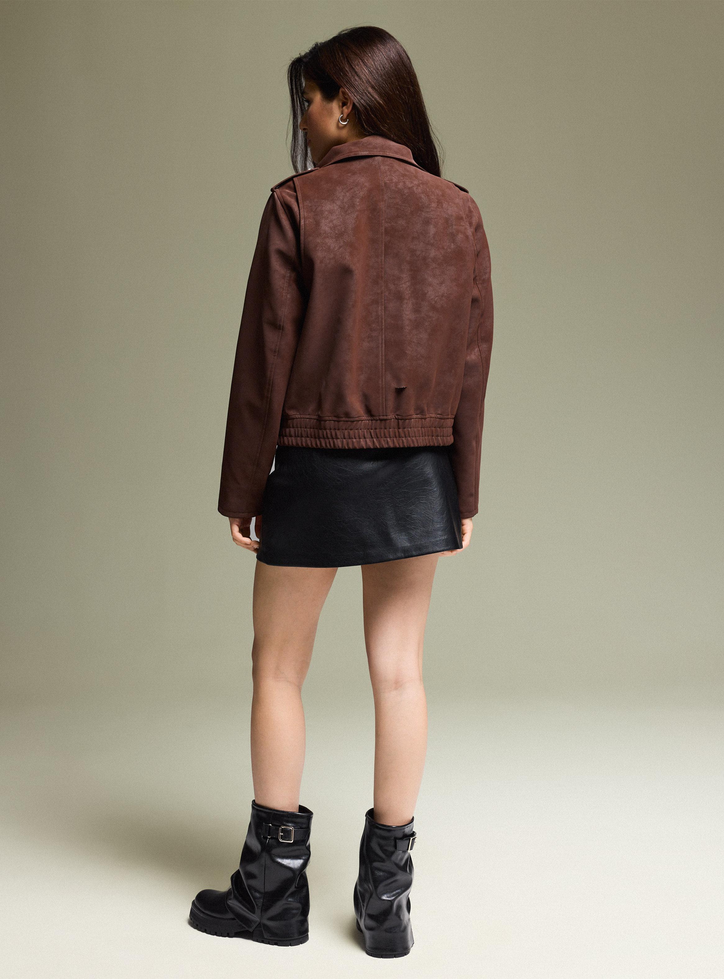 Chaqueta Biker Efecto Suede-5