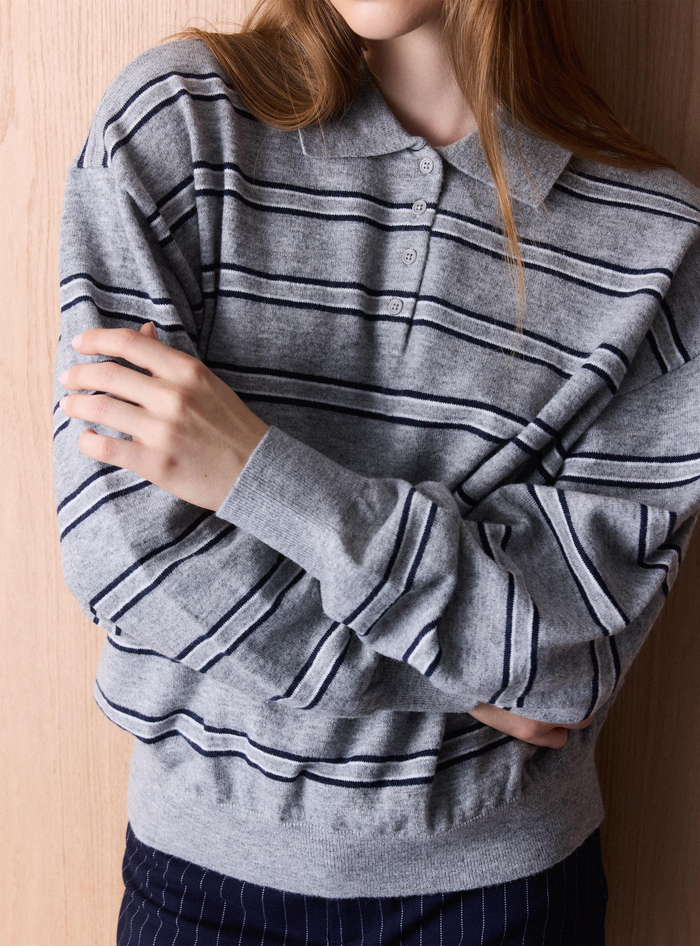 Sweater Cuello Polo y Rayas-3