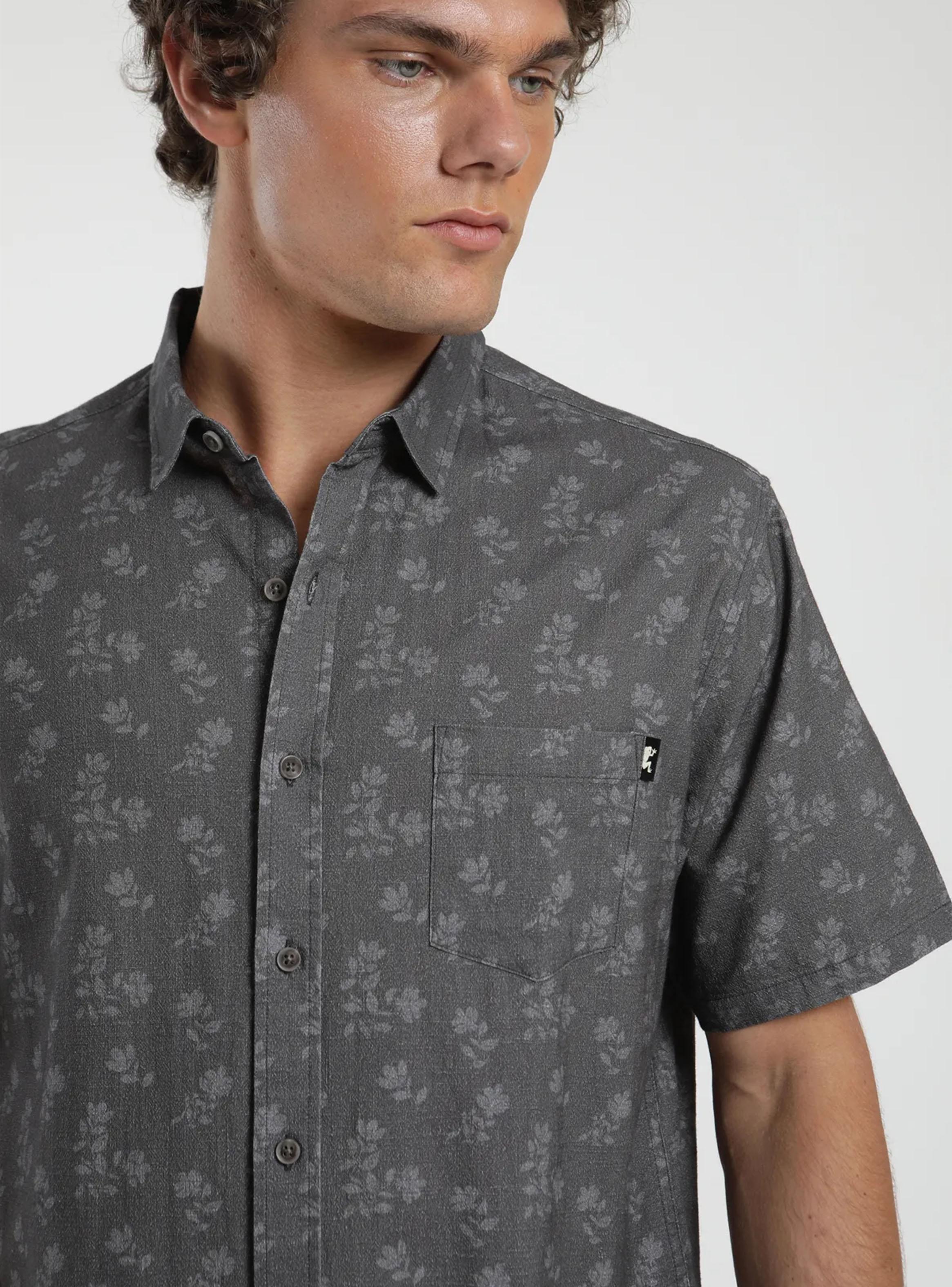 Camisa Floral Grafito Algodón Orgánico-2