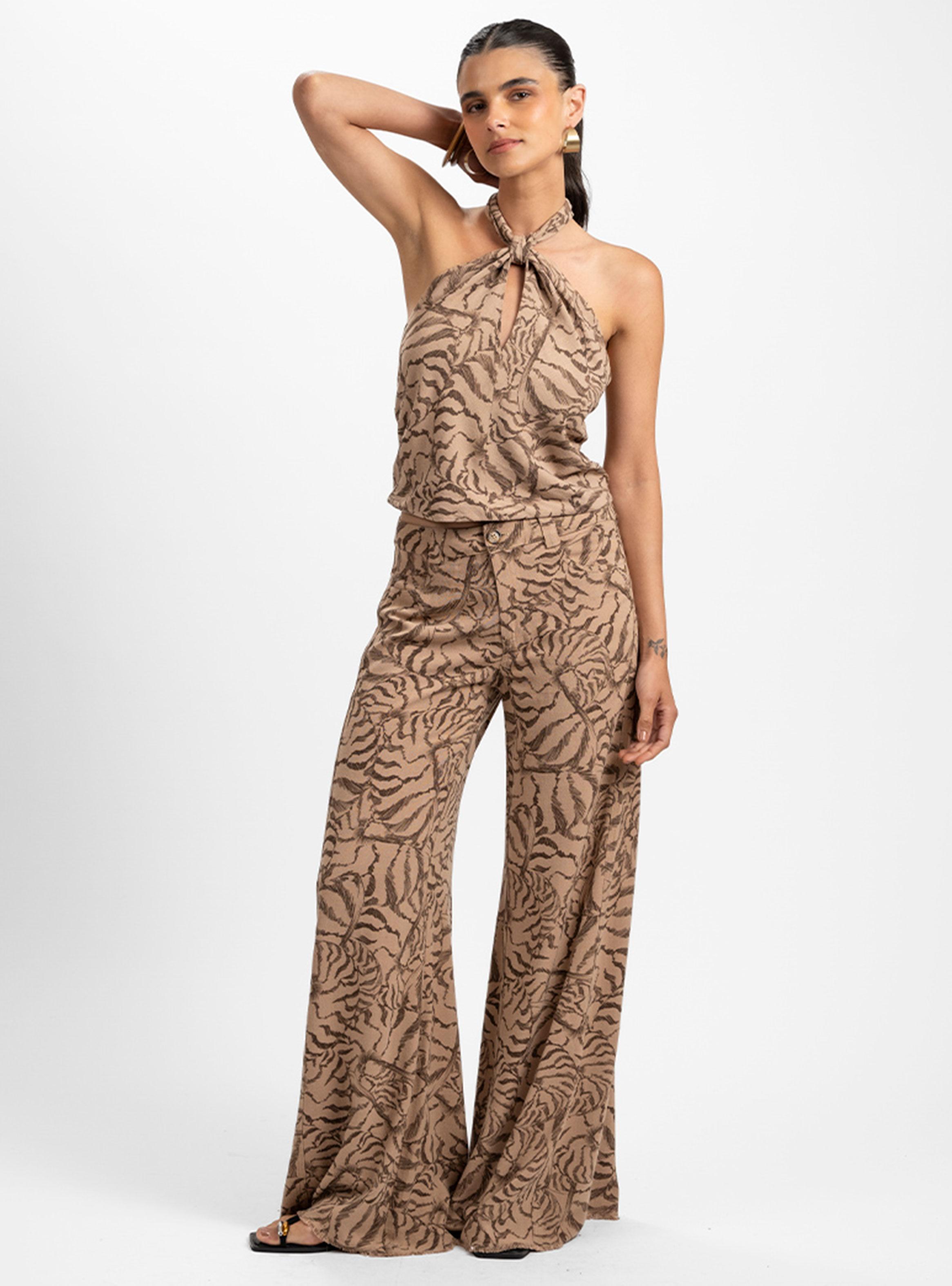 Pantalón Wide Leg Tiro Medio Anna Print-3