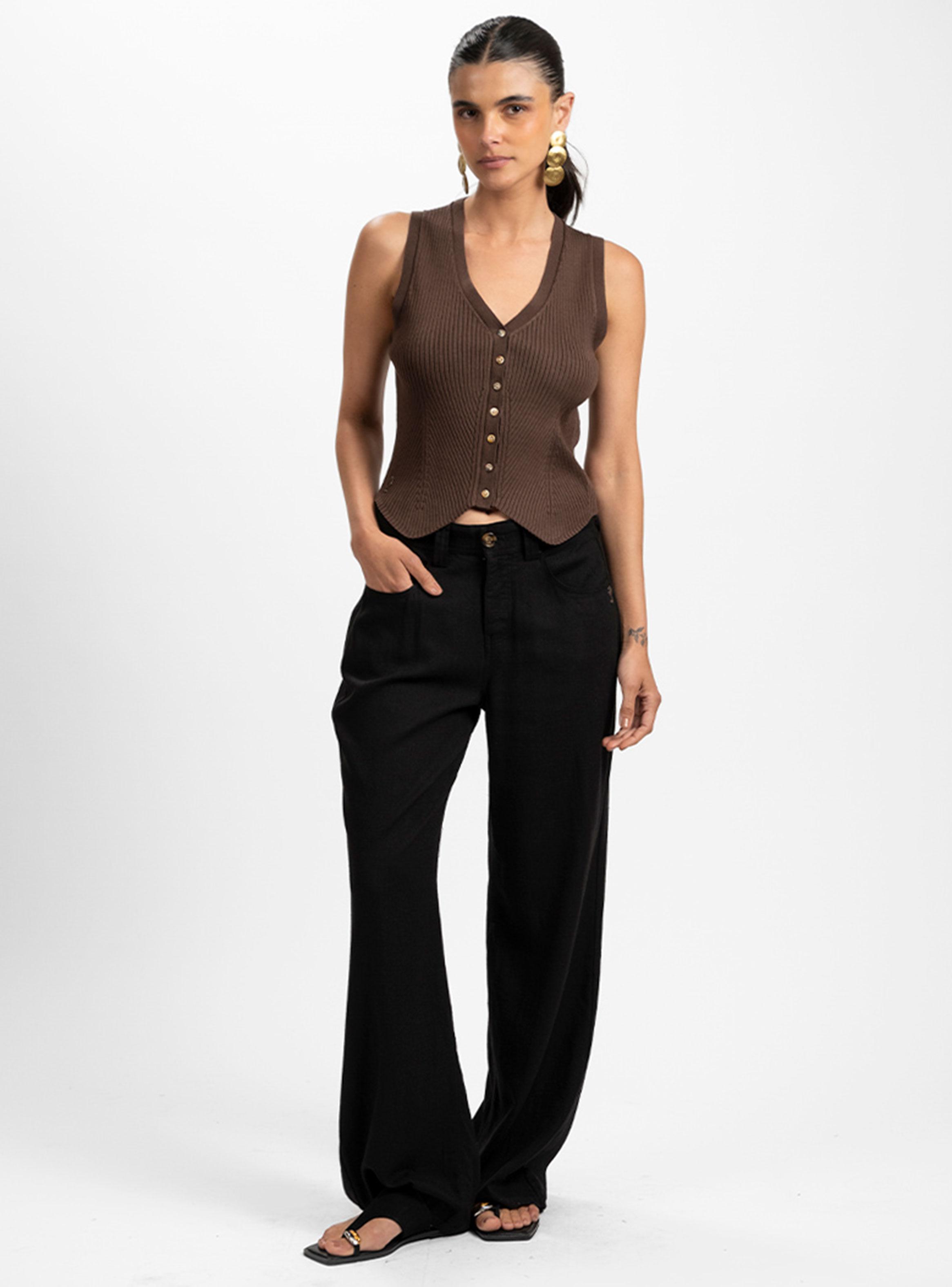 Pantalón Recto Tiro Medio Olimpia Negro-3