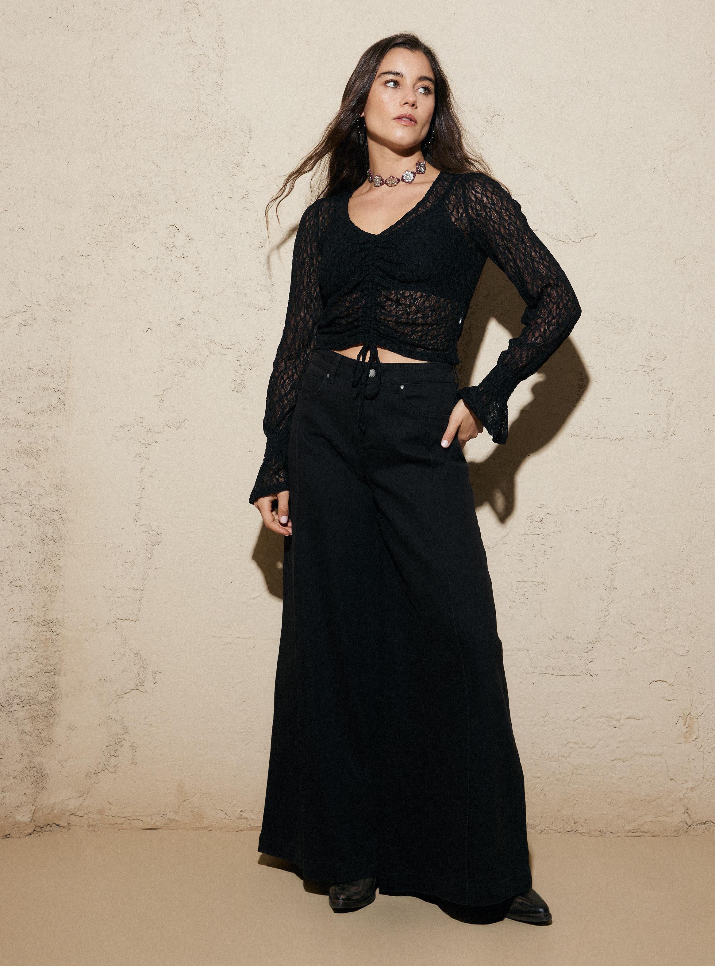 Polera Encaje Aplicación Manga con Strap Ajustable-4