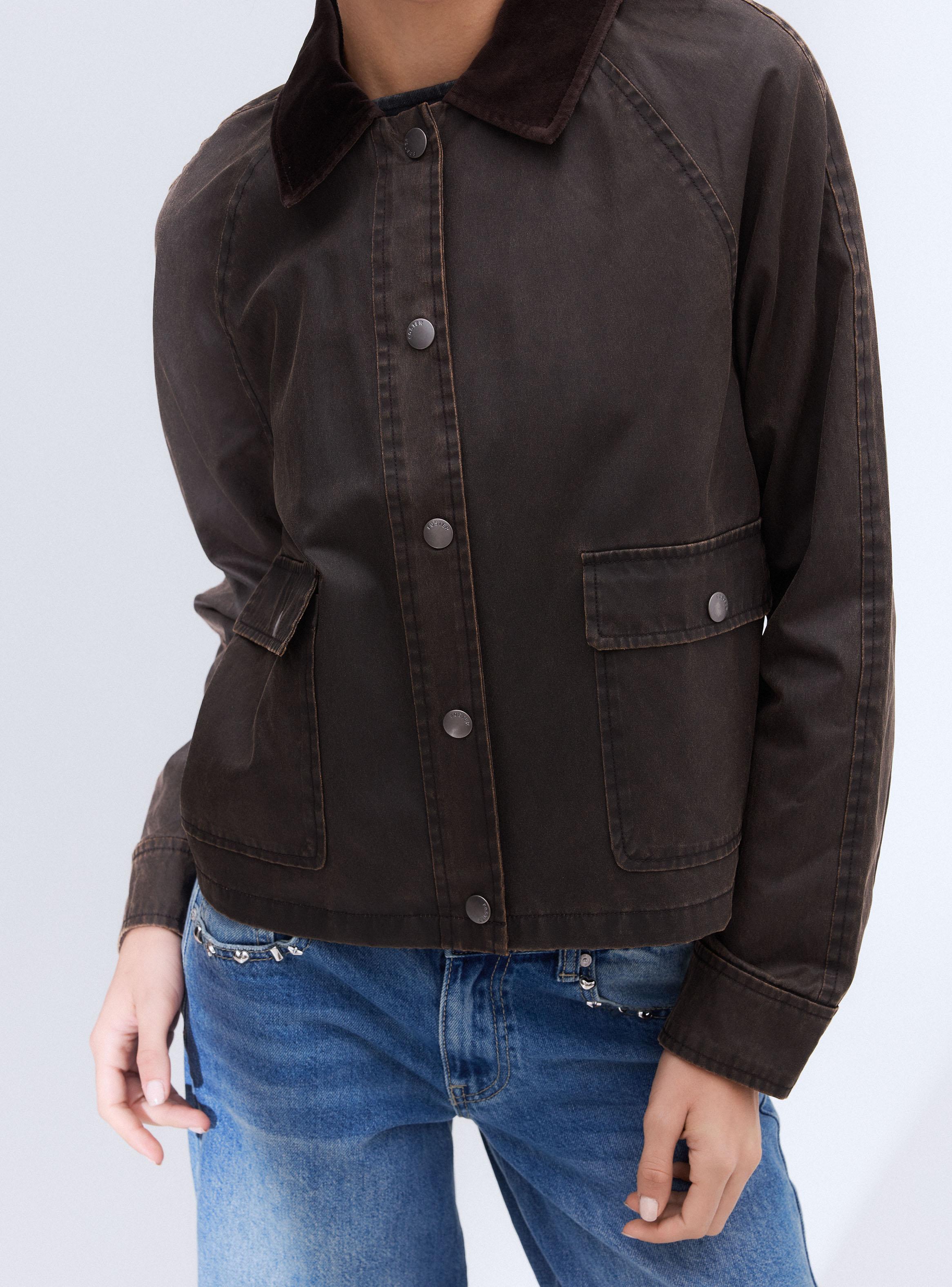 Chaqueta Encerada Cuello Velvet-3