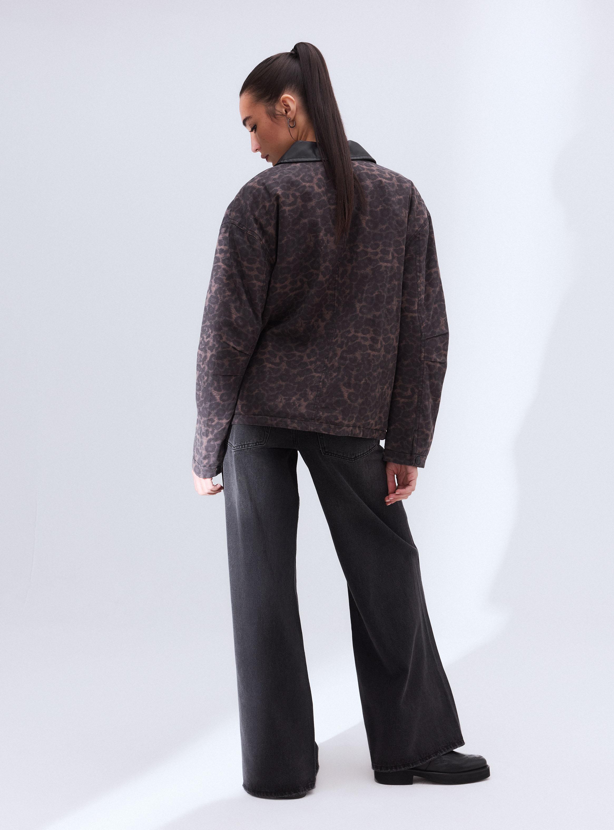 Chaqueta Animal Print Cuello PU-5