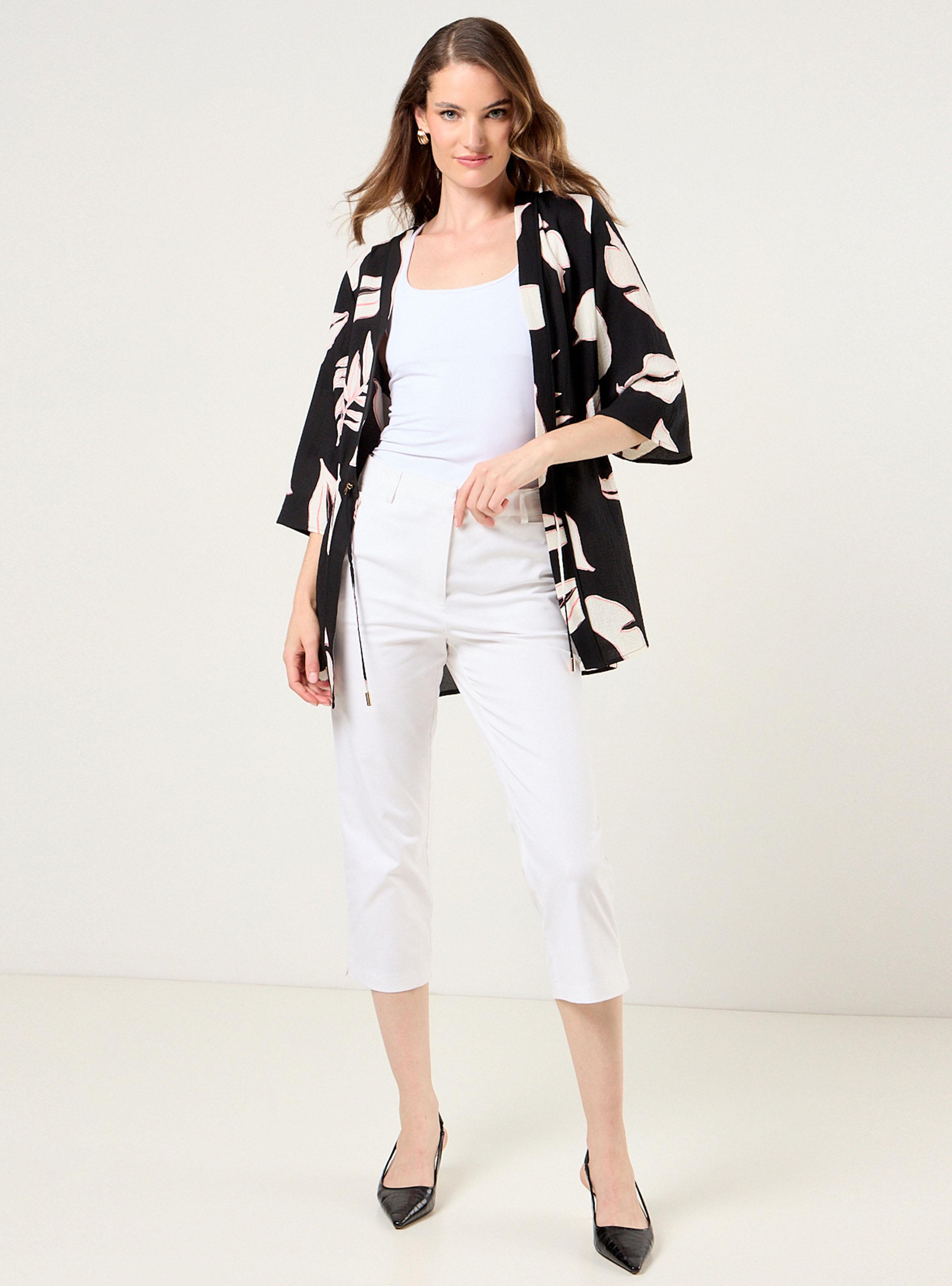 Kimono Estampado Manga Tres Cuartos-4