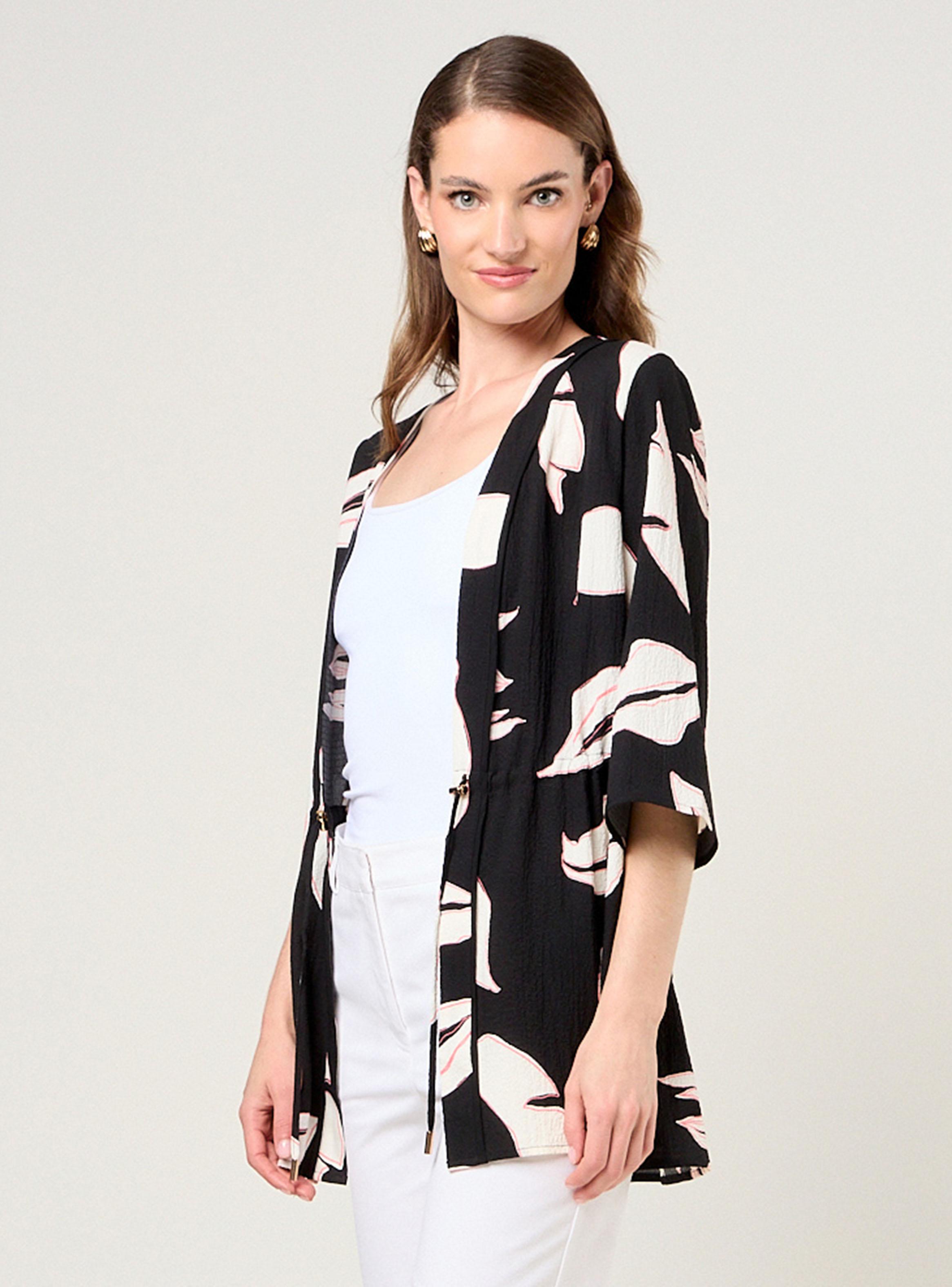 Kimono Estampado Manga Tres Cuartos-2