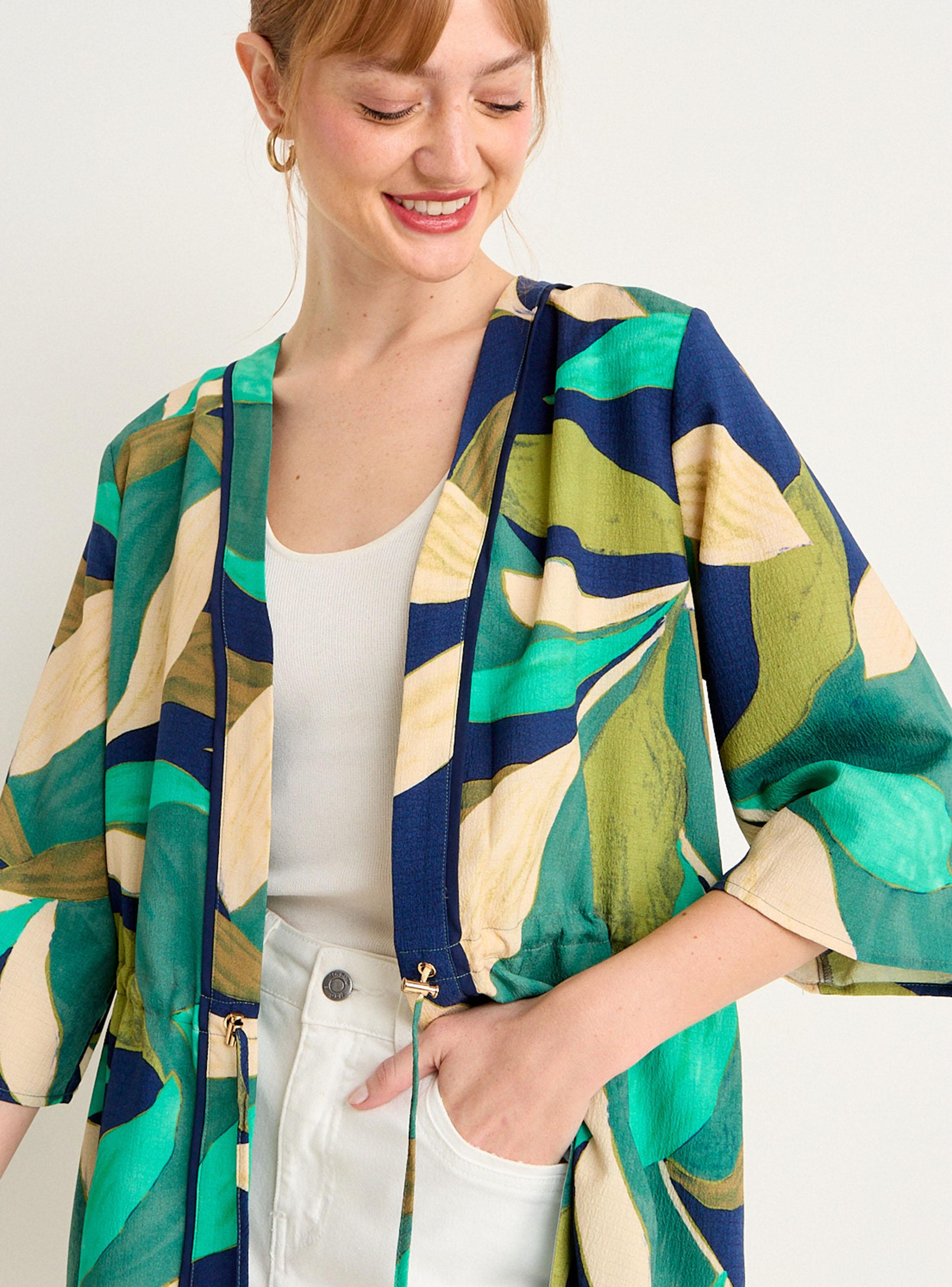 Kimono Estampado Manga Tres Cuartos Color-3