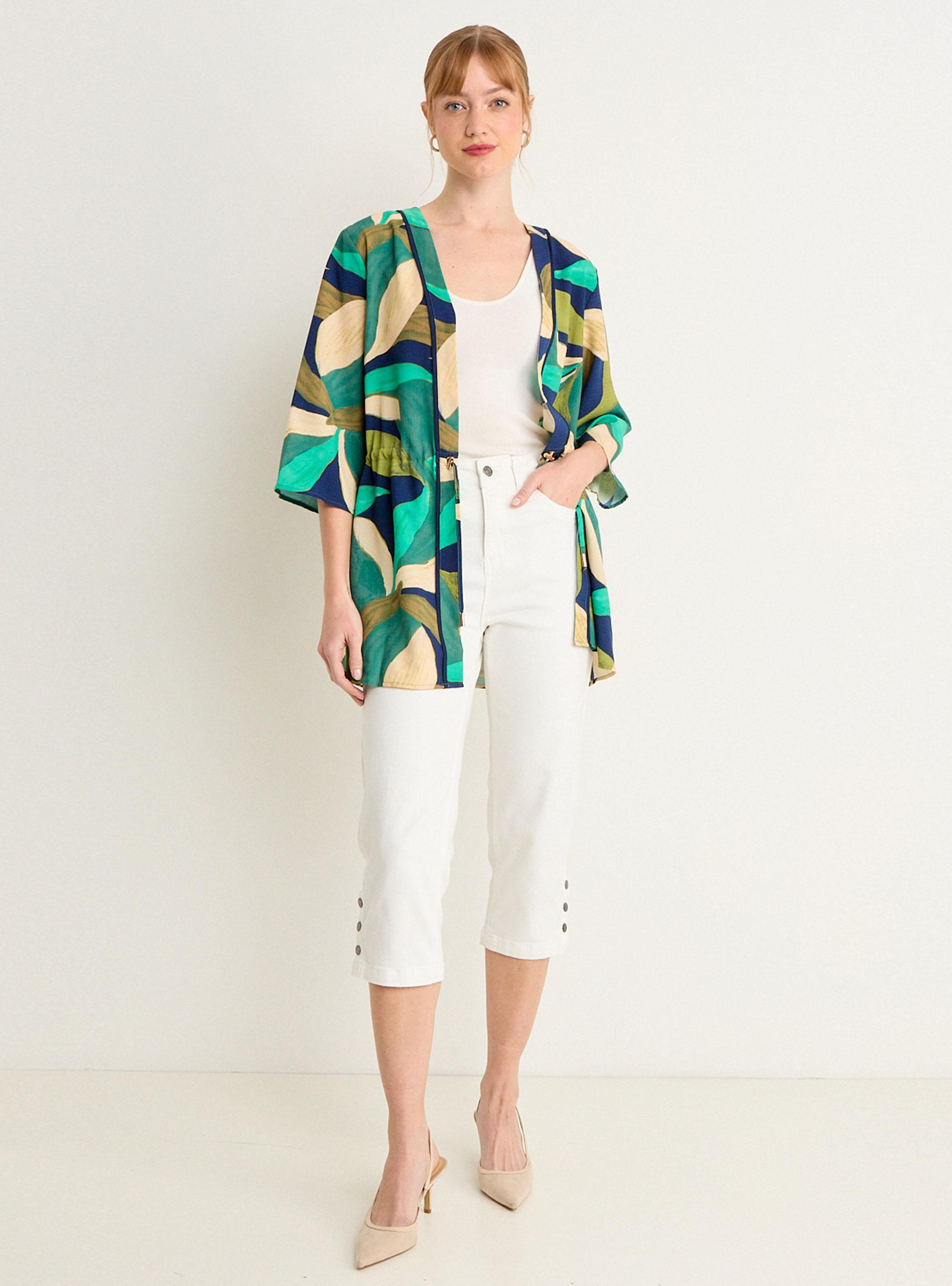 Kimono Estampado Manga Tres Cuartos Color-4