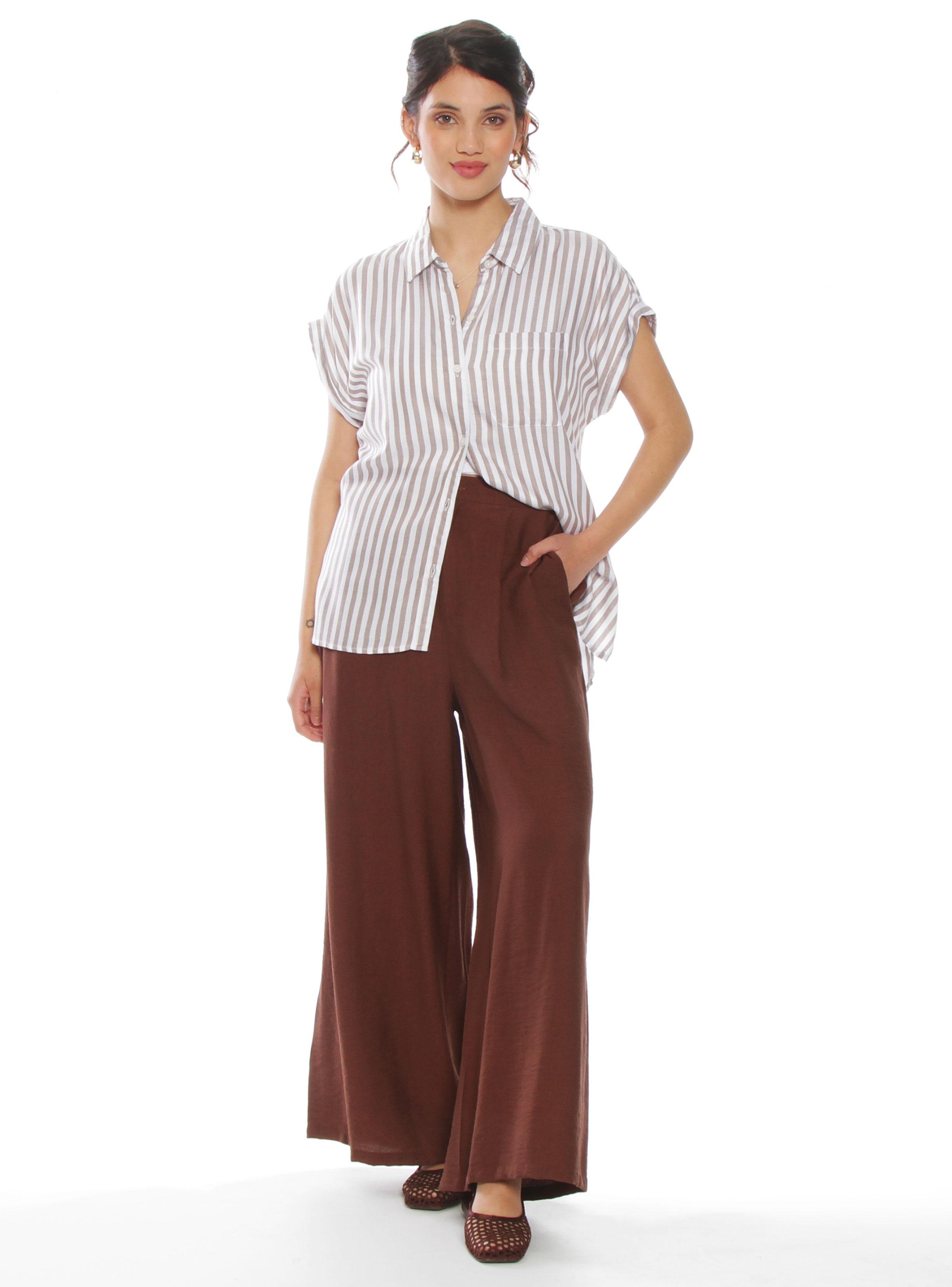 Blusa Manga Corta Listada Abotonada con Bolsillo-3