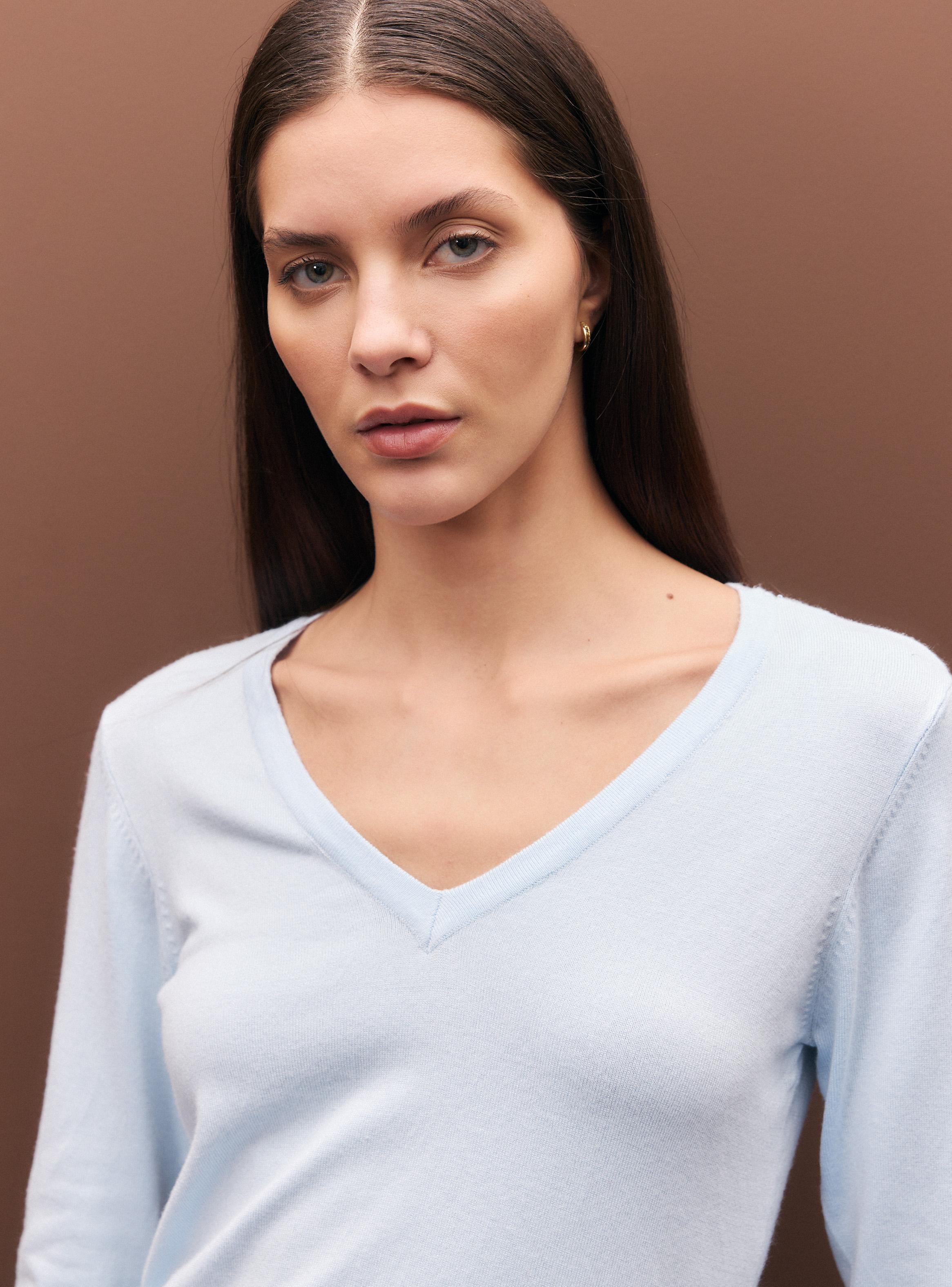 Sweater Básico Neutro Cuello V-3