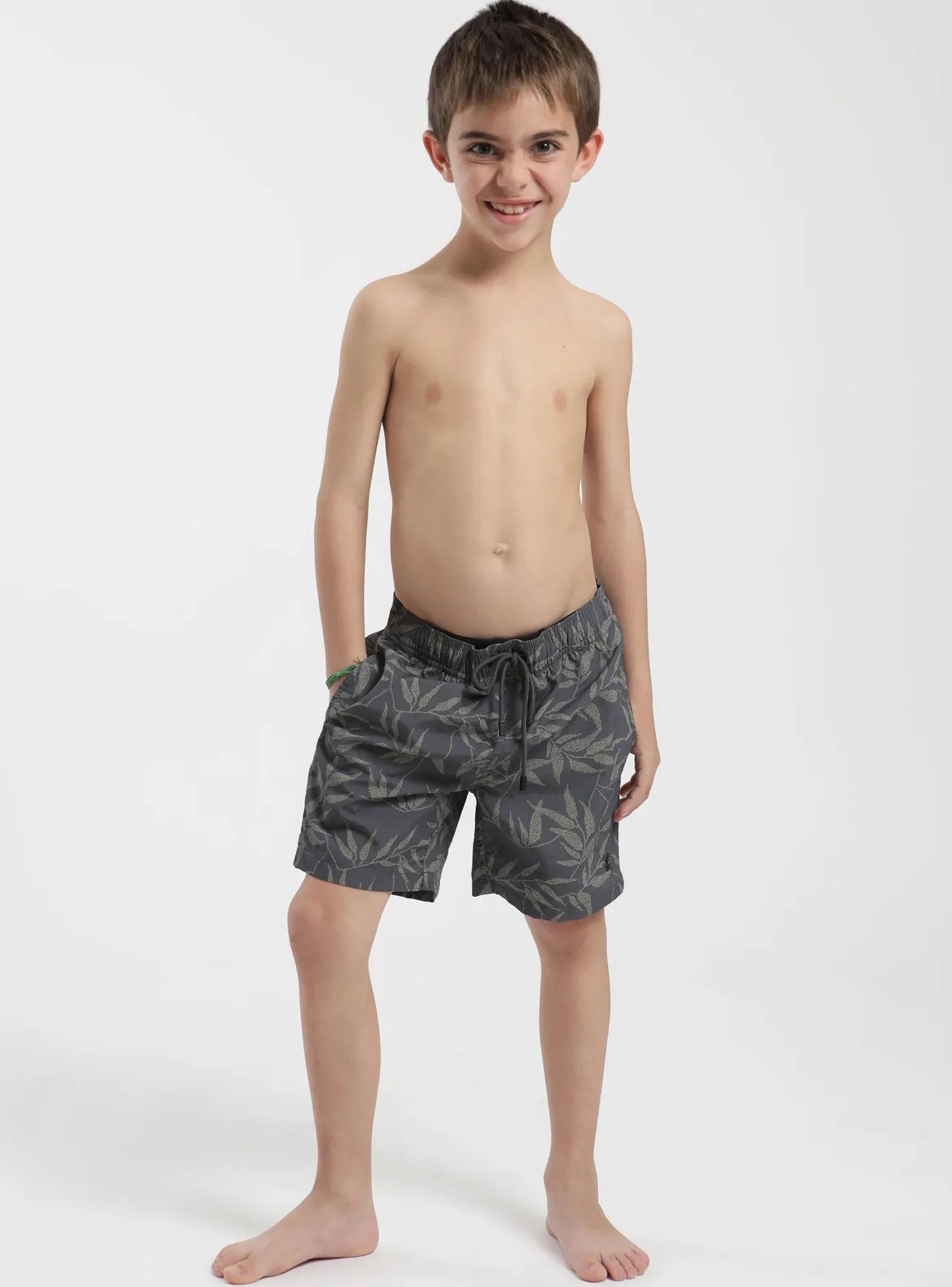 Traje de Baño Kids Classic Hojas Grafito Nailon Reciclado-2