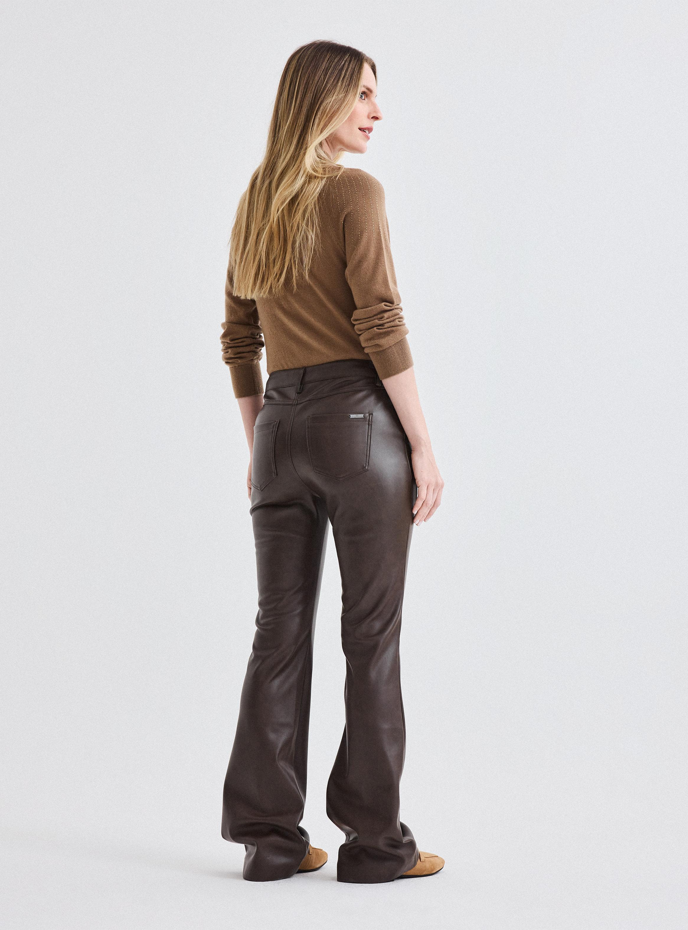 Pantalón Flare Efecto Cuero-5