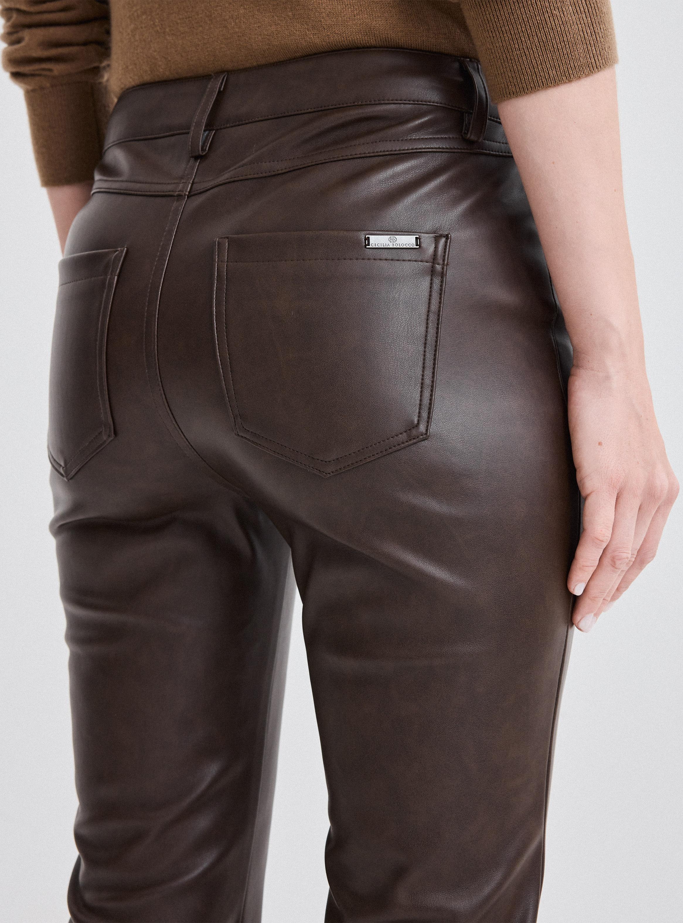 Pantalón Flare Efecto Cuero-3