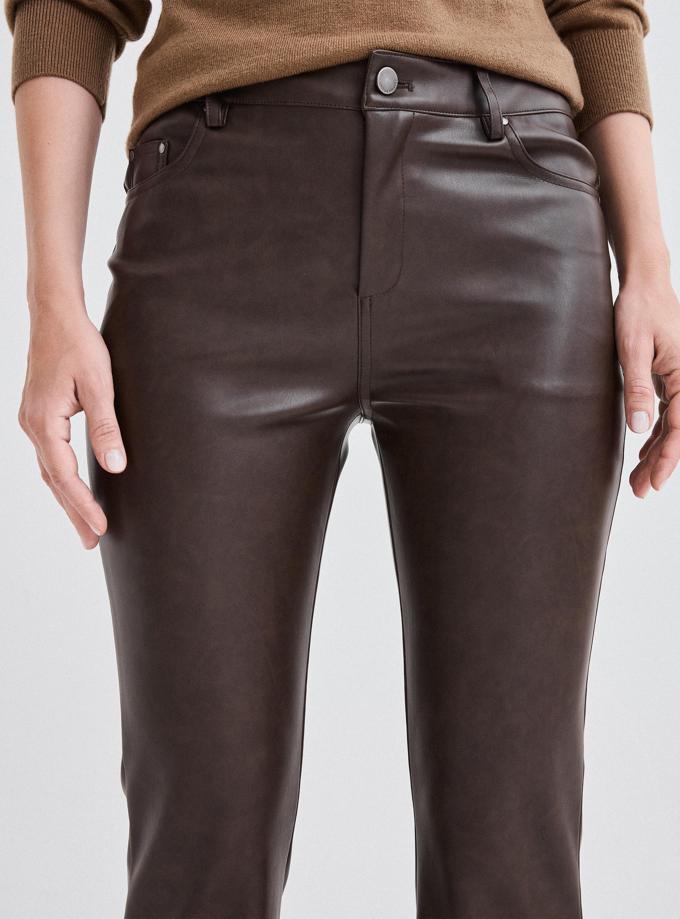 Pantalón Flare Efecto Cuero-2