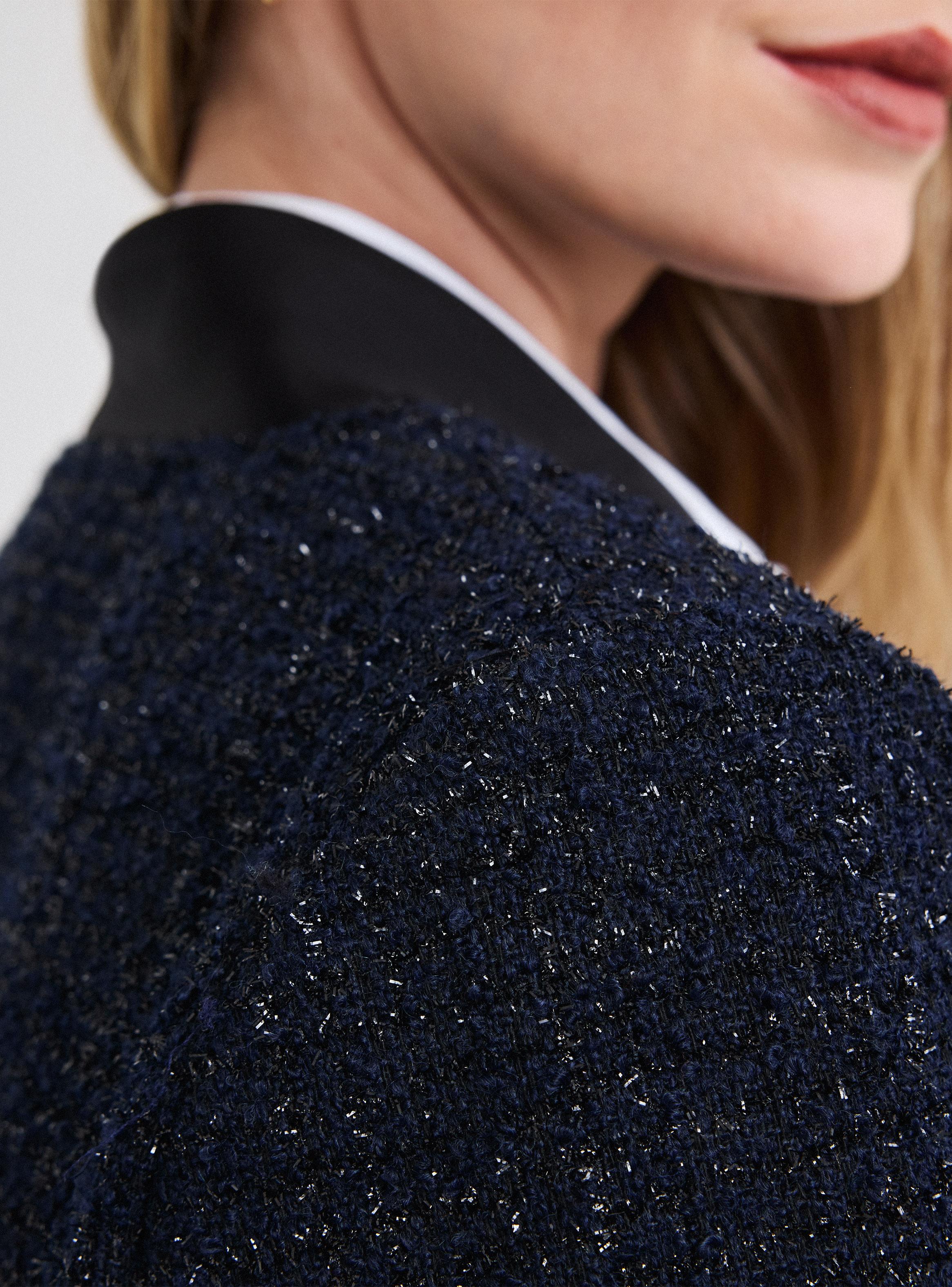 Blazer Corto en Tweed con Solapa Satín-3