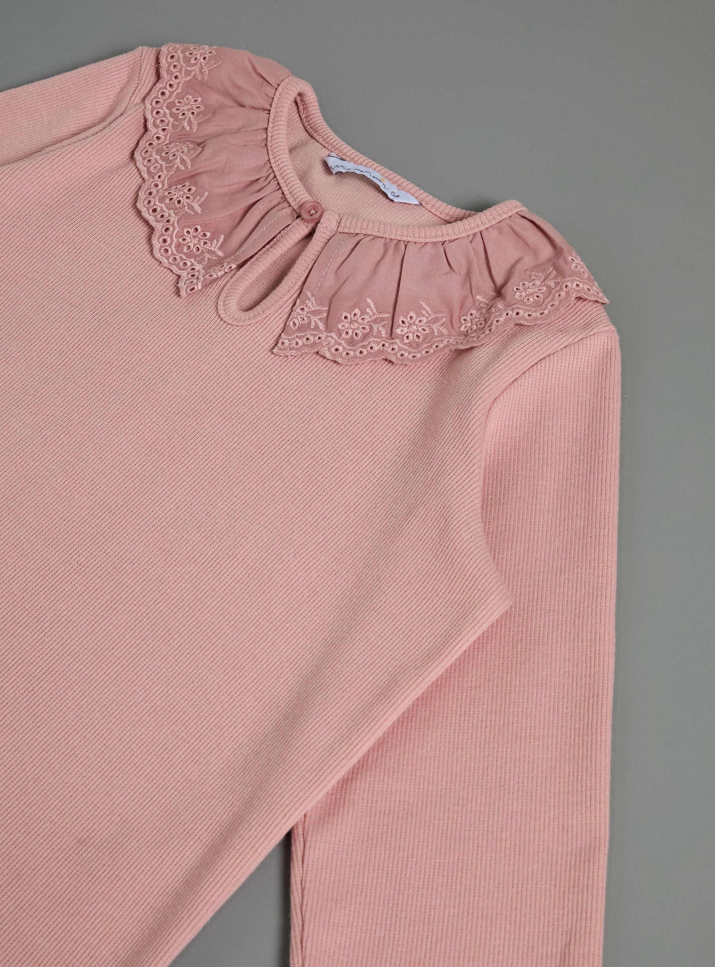 Polera Cuello Broderie y Botón-2