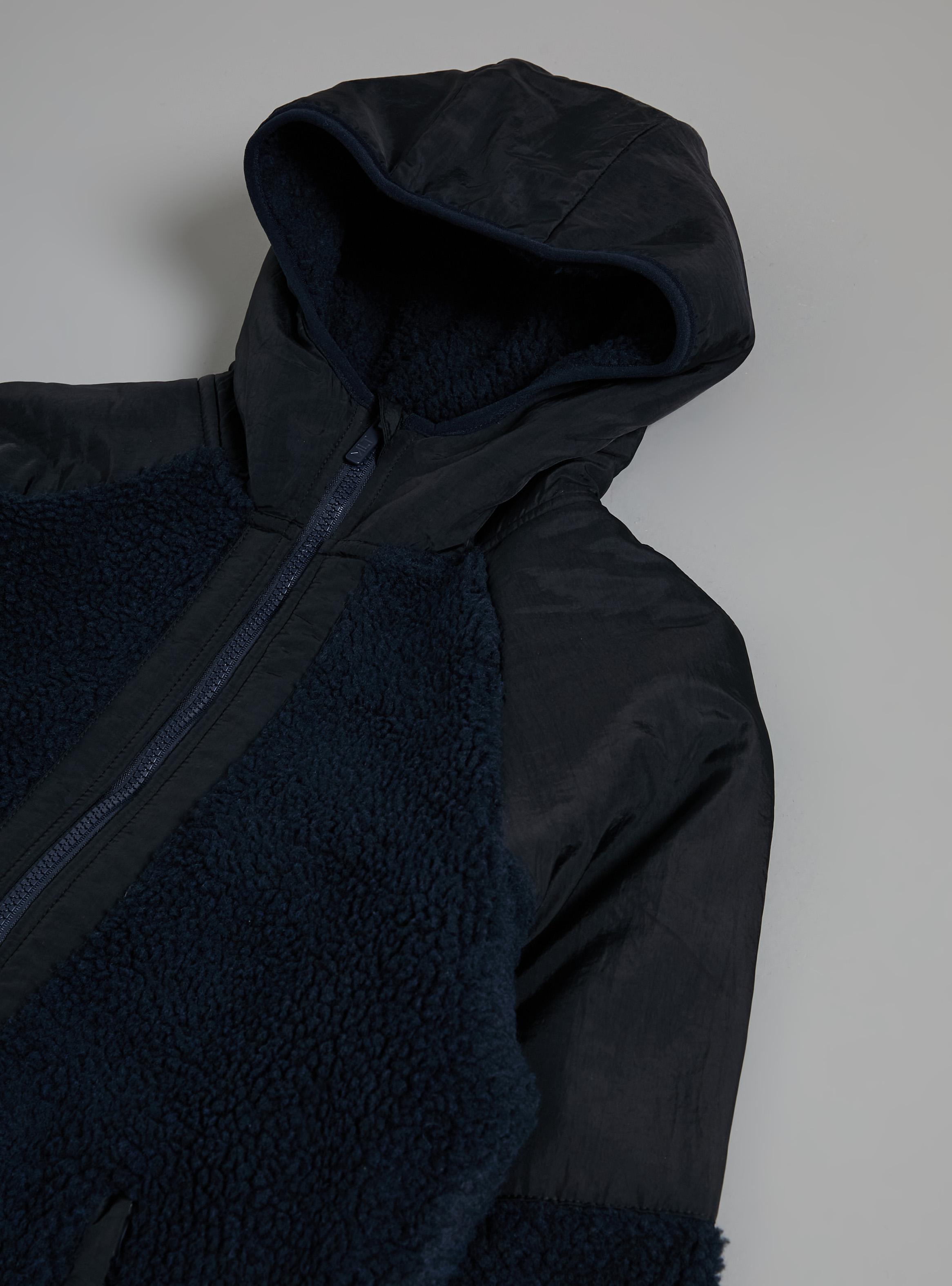 Chaqueta Sherpa con Capucha y Full Zipper Contraste Tela-3