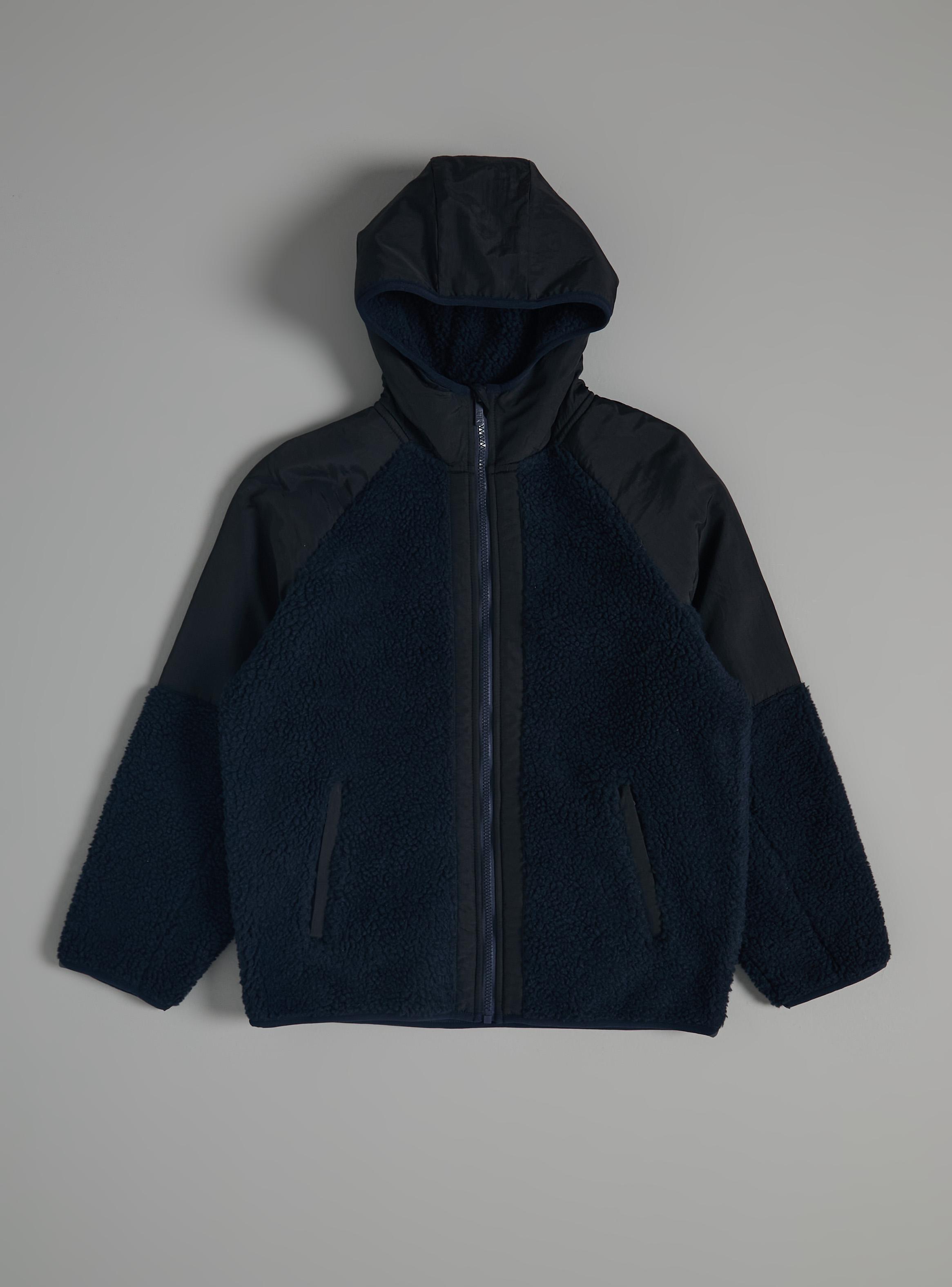 Chaqueta Sherpa con Capucha y Full Zipper Contraste Tela-1