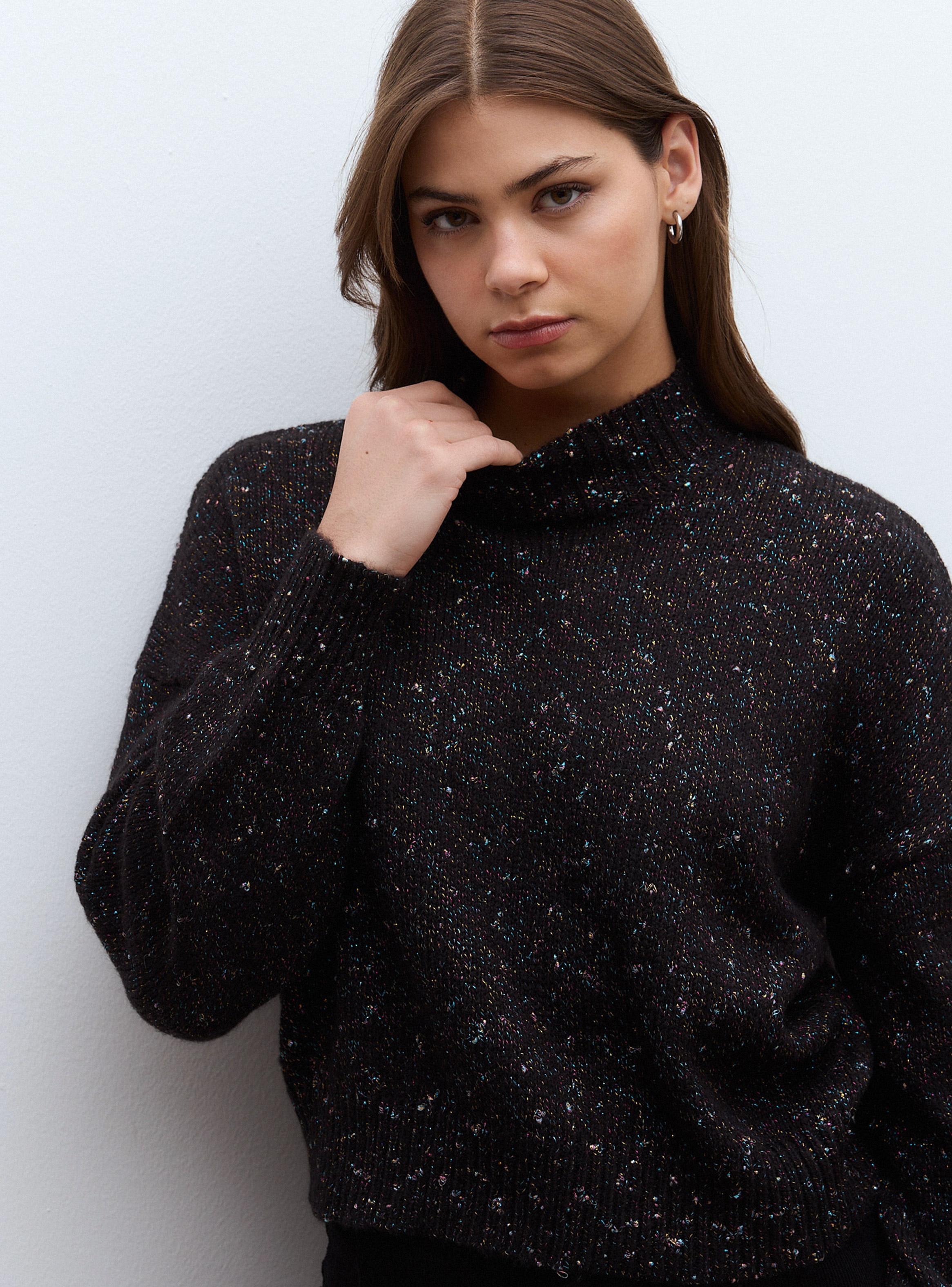 Sweater Manga Globo con Cuello Alto y Lurex Multicolor-2