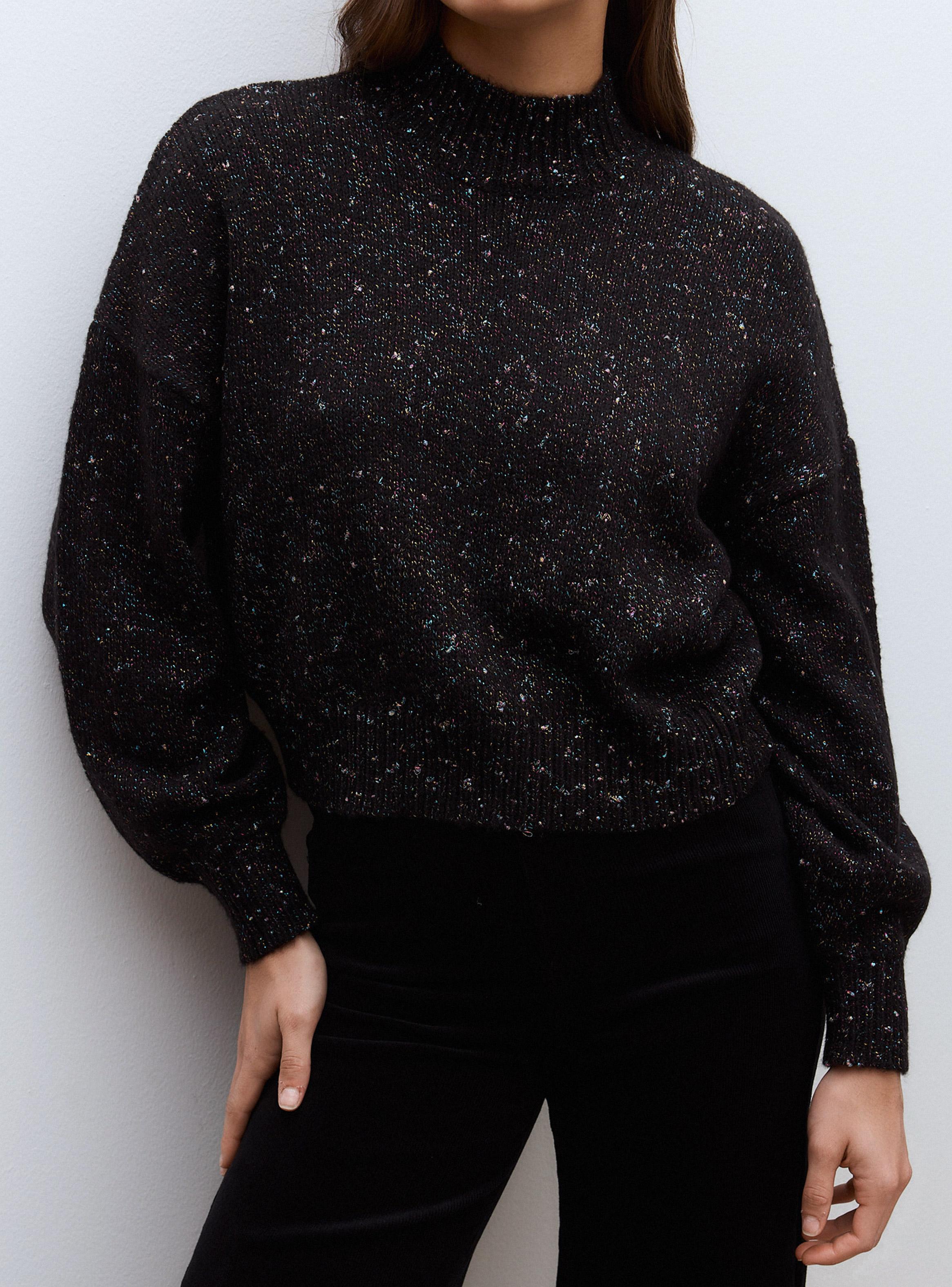 Sweater Manga Globo con Cuello Alto y Lurex Multicolor-3