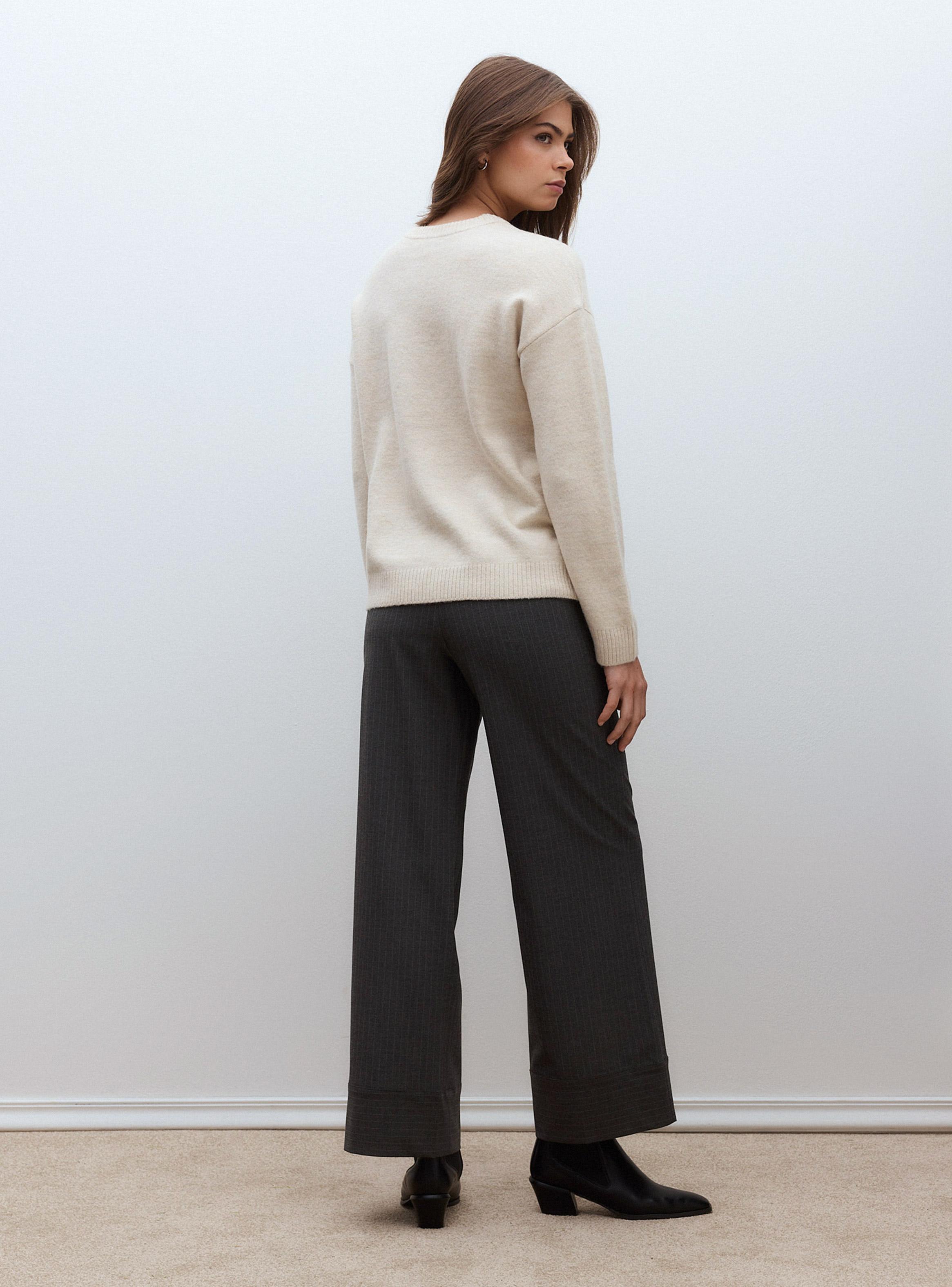 Sweater Holgado con Escote Redondo y Diseño de Rombos-5