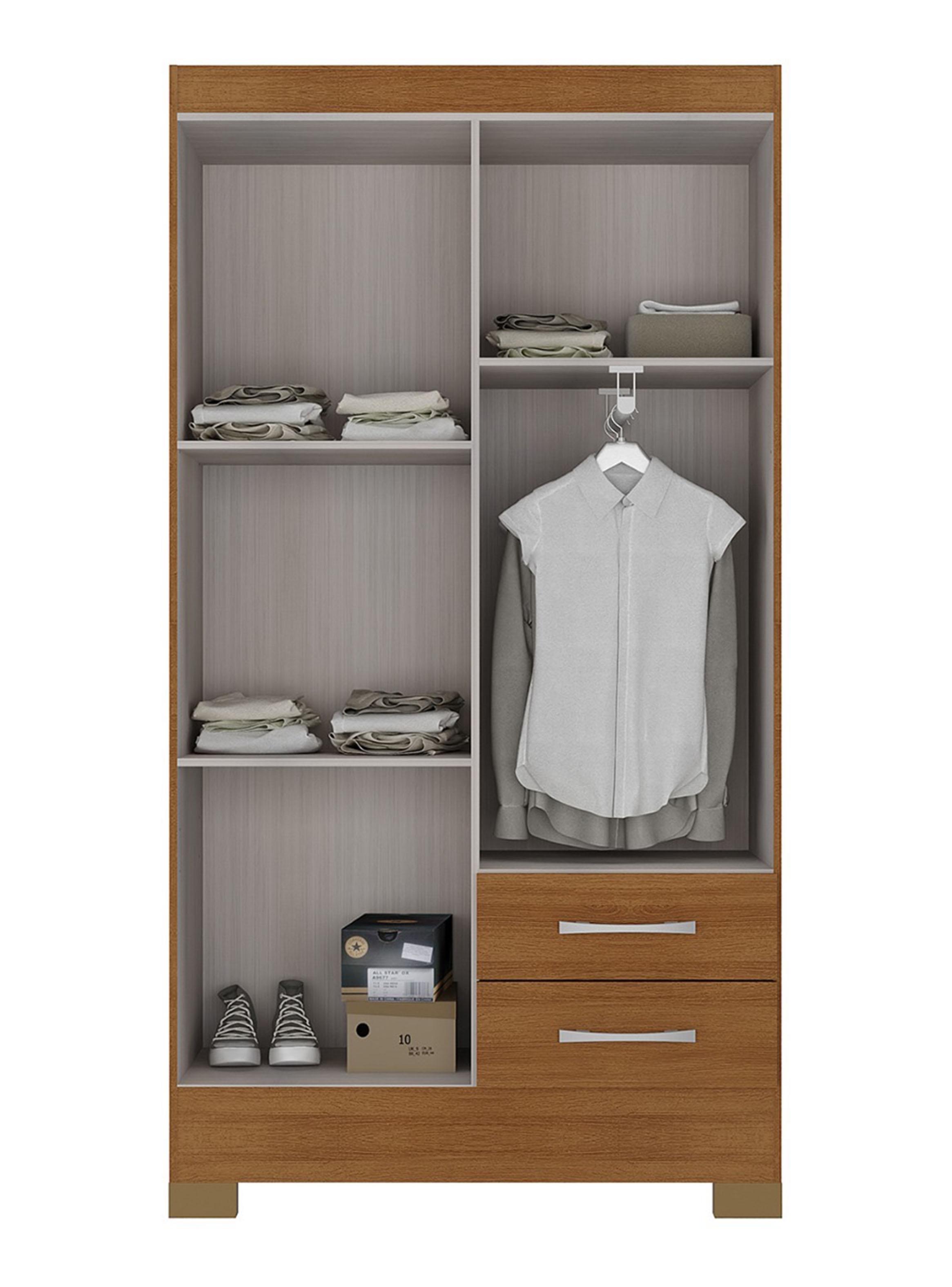 Clóset de 4 Puertas + 2 Cajones Color Canela Ro42Ci-2