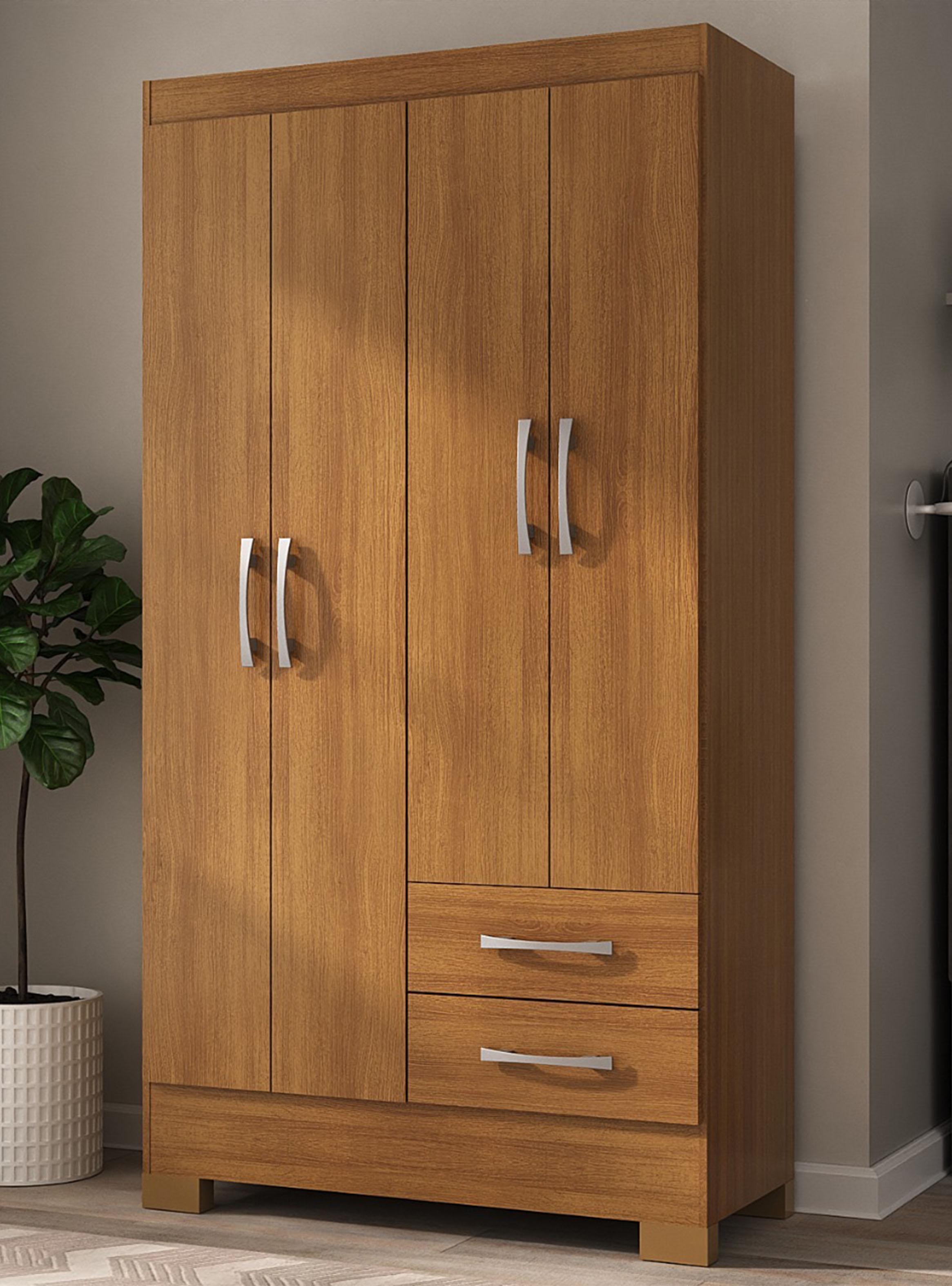 Combo Clóset de 4 Puertas 2 Cajones + Cómoda de 5 Cajones Canela-5