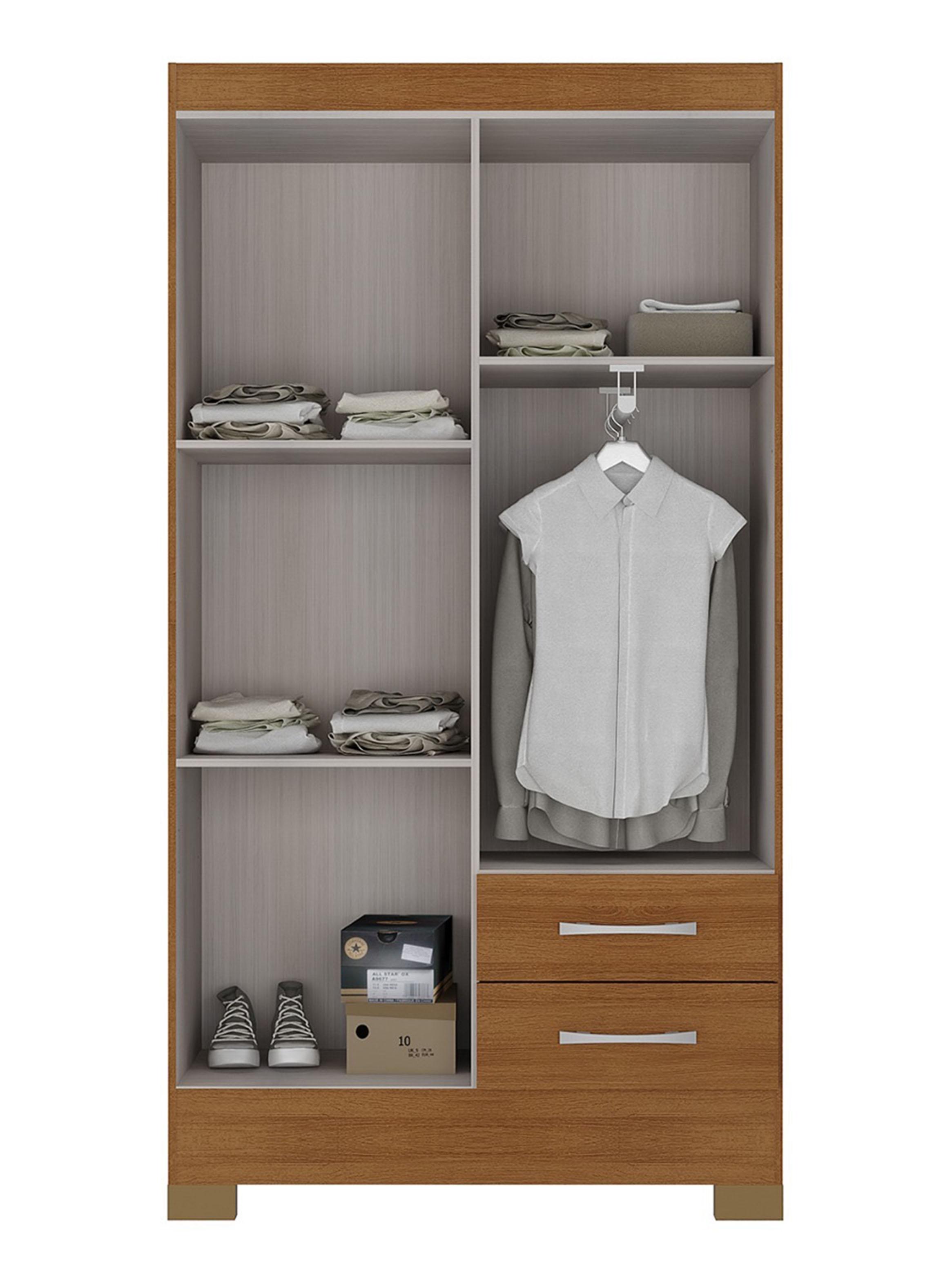 Combo Clóset de 4 Puertas 2 Cajones + Cómoda de 5 Cajones Canela-3