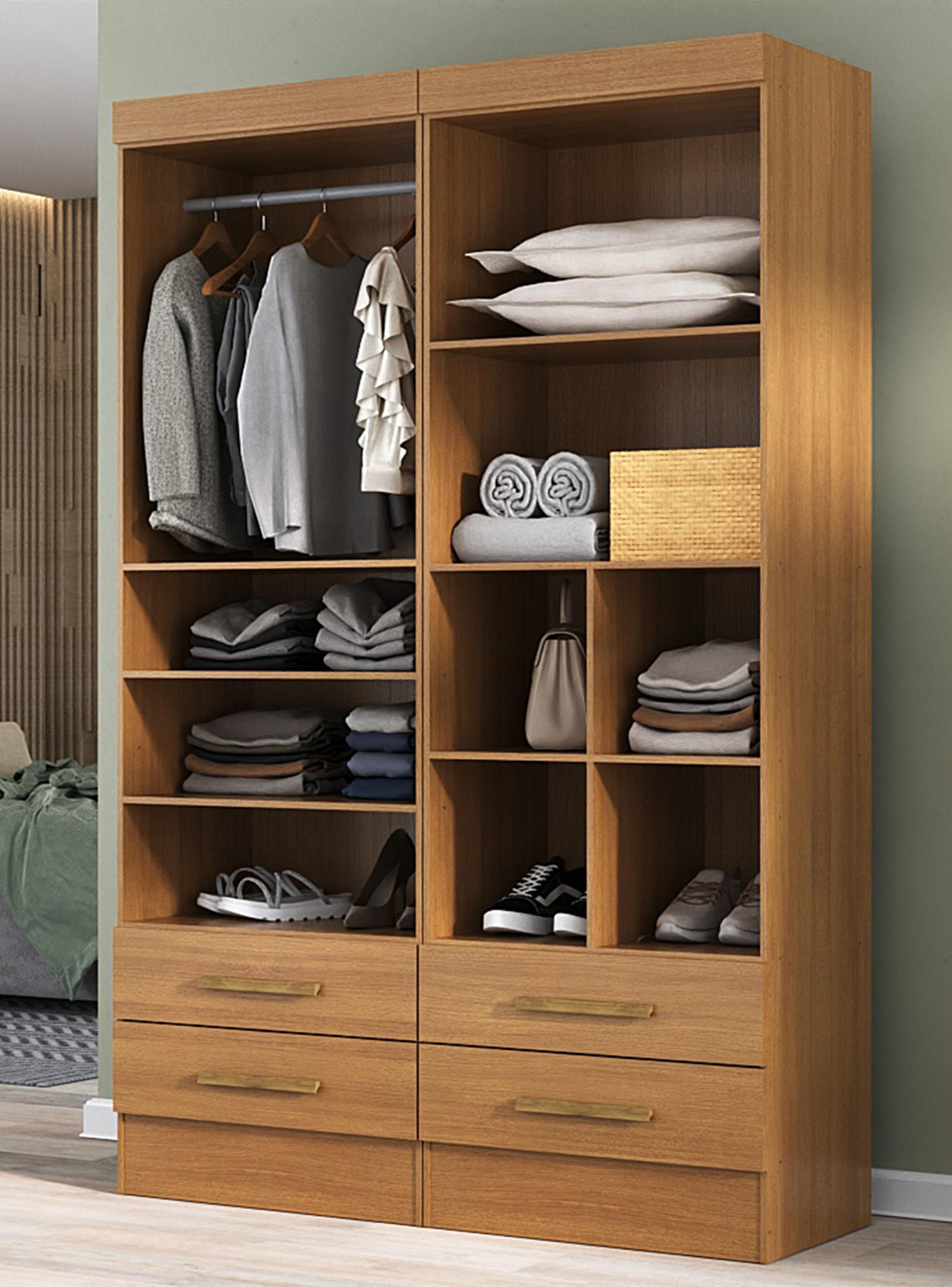 Combo de 2 Clósets Canela  2 Puertas + 2 Cajones con Múltiples Maneras de Armado-5