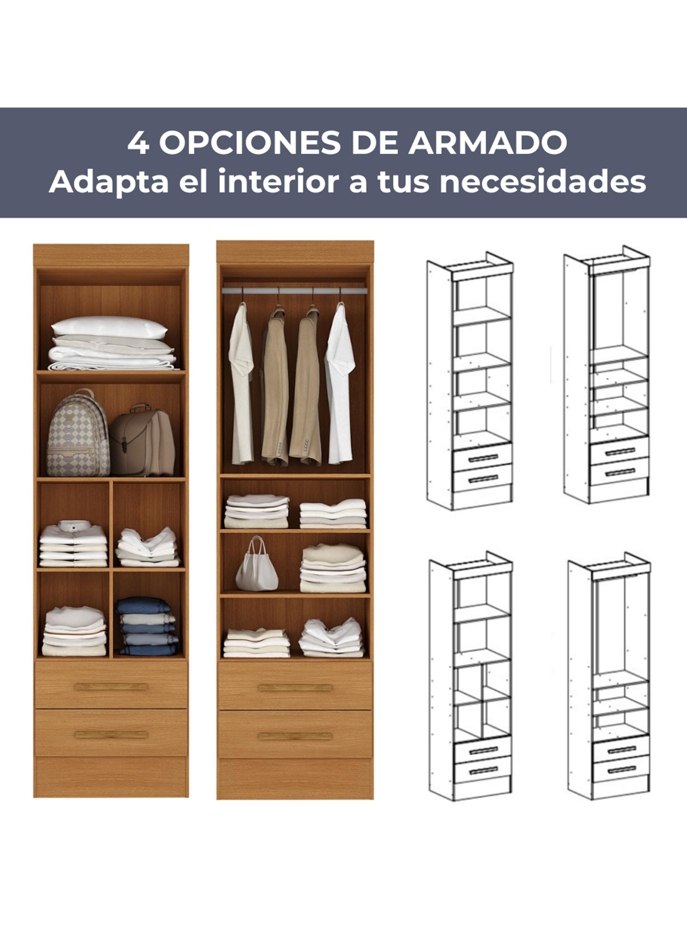 Combo de 2 Clósets Canela  2 Puertas + 2 Cajones con Múltiples Maneras de Armado-3