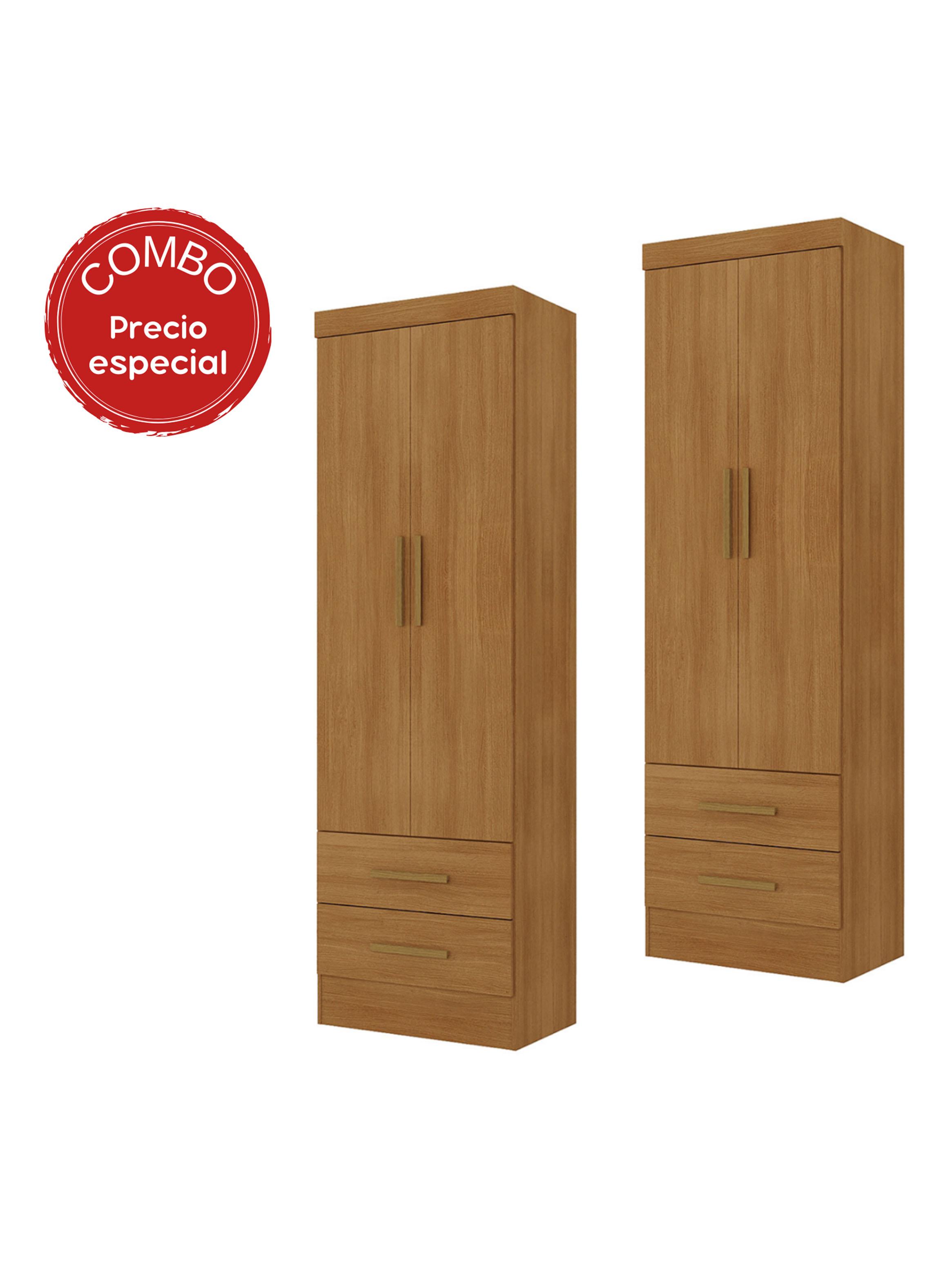 Combo de 2 Clósets Canela  2 Puertas + 2 Cajones con Múltiples Maneras de Armado-2