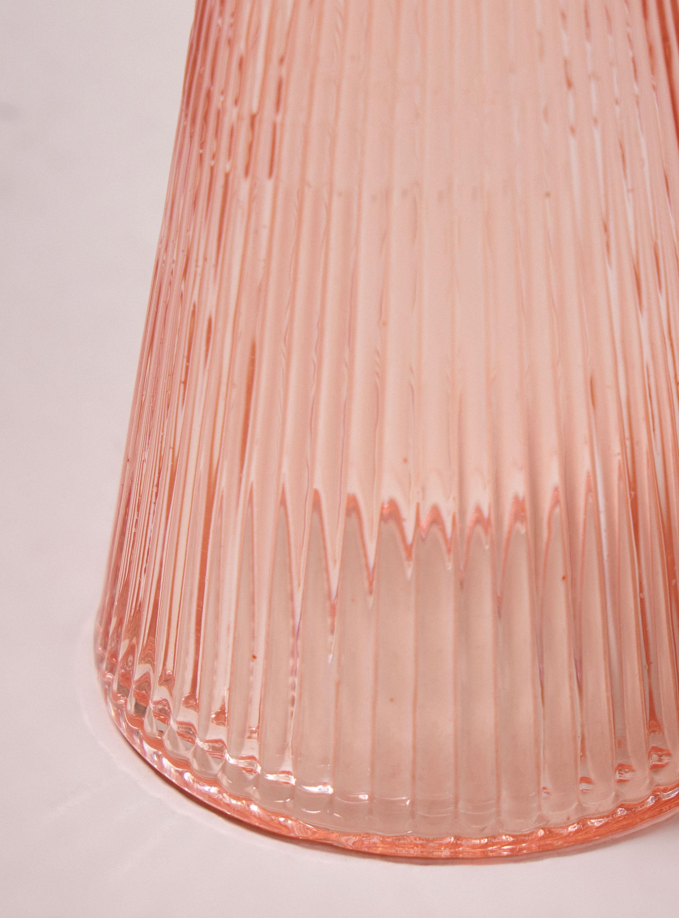 Candelabro Vidrio Rosado 6x6x12 cm-2