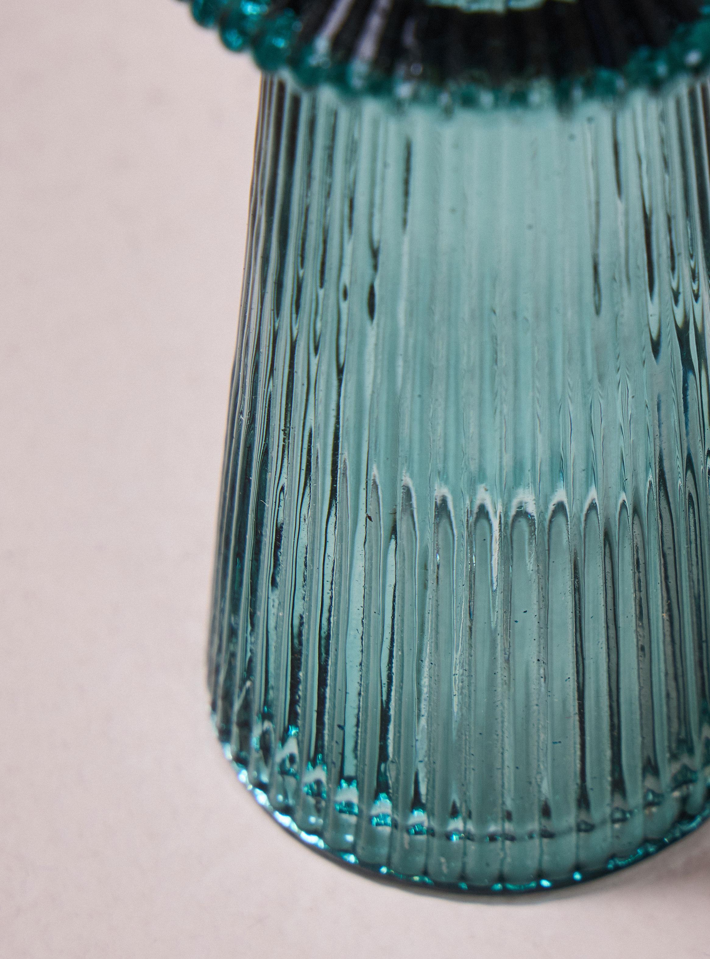 Candelabro Vidrio Azul  5x5x15 cm-2