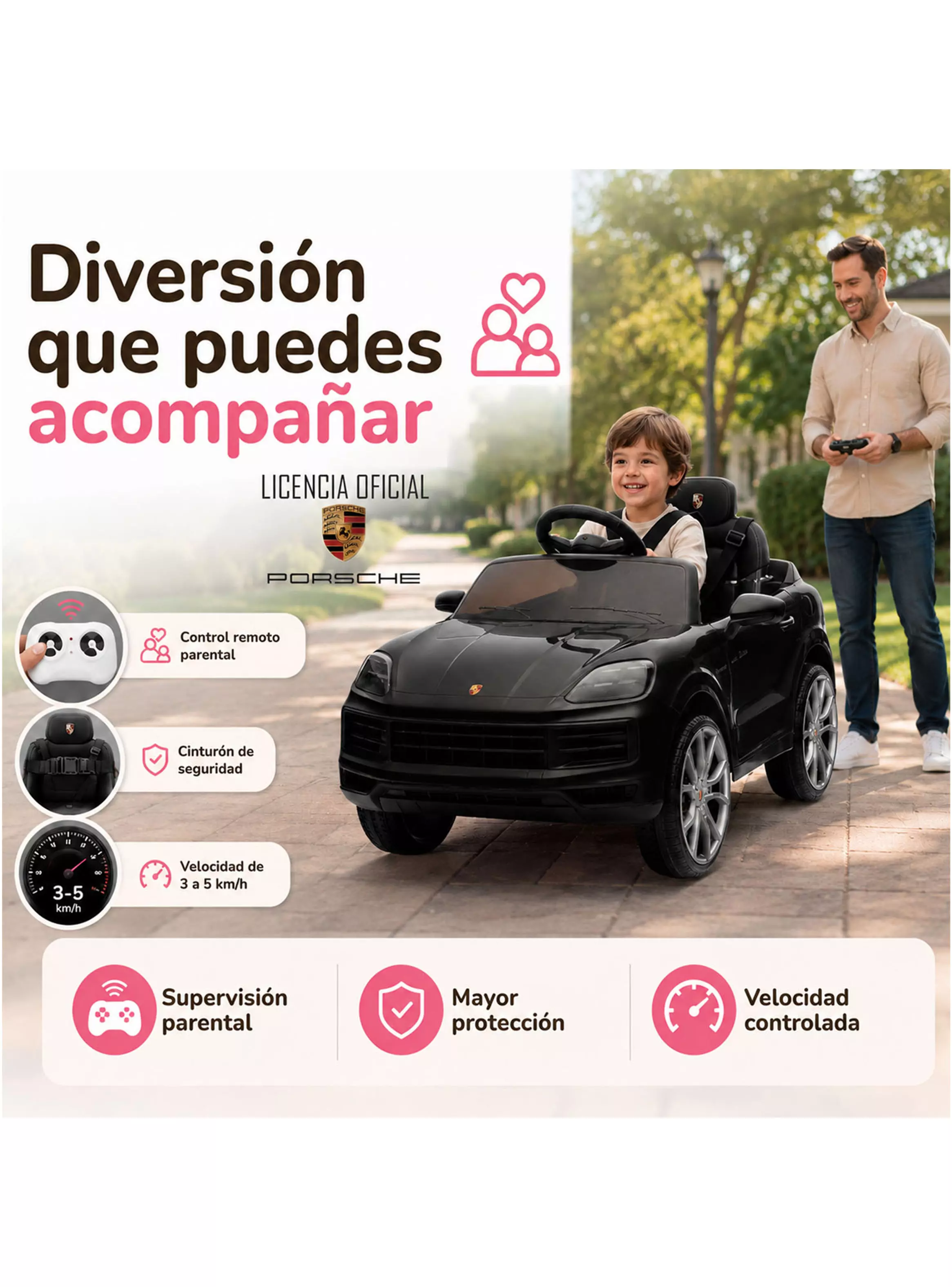 Auto a Batería Porsche Cayenne 12v 2 Motores Negro-2