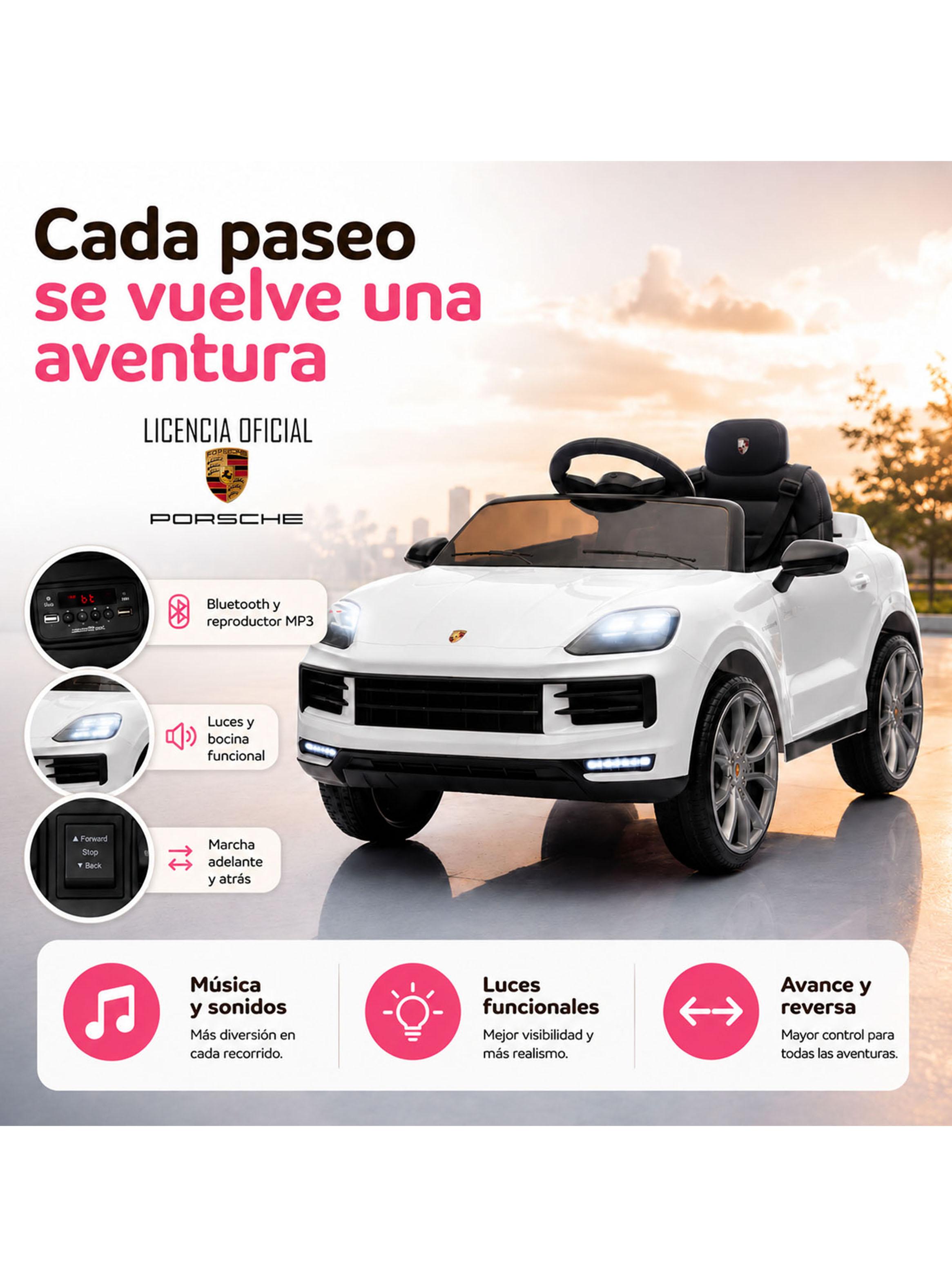 Auto a Batería Porsche Cayenne 12v 2 Motores Blanco-2