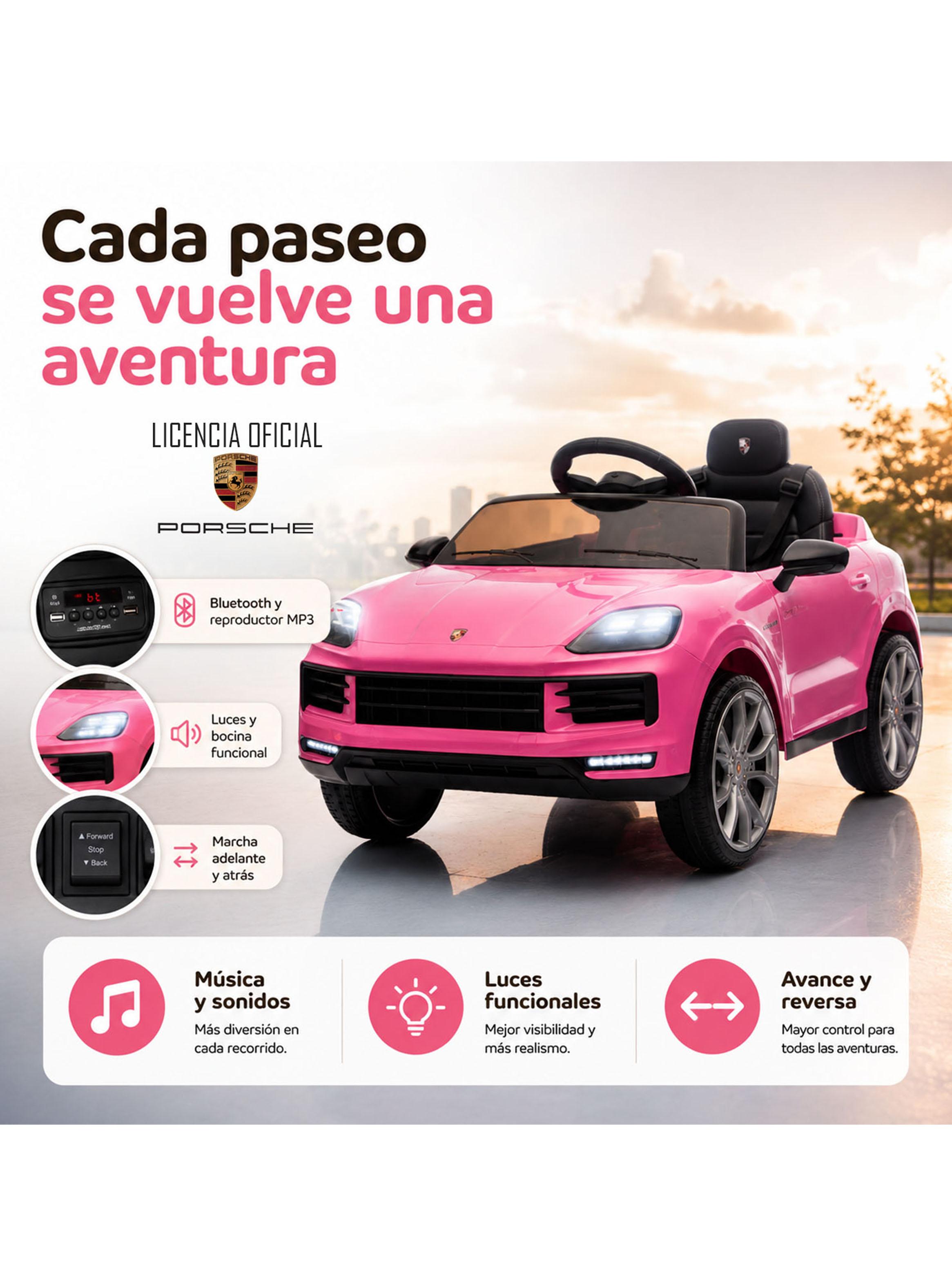 Auto a Batería Porsche Cayenne 12v 2 Motores Rosado-2