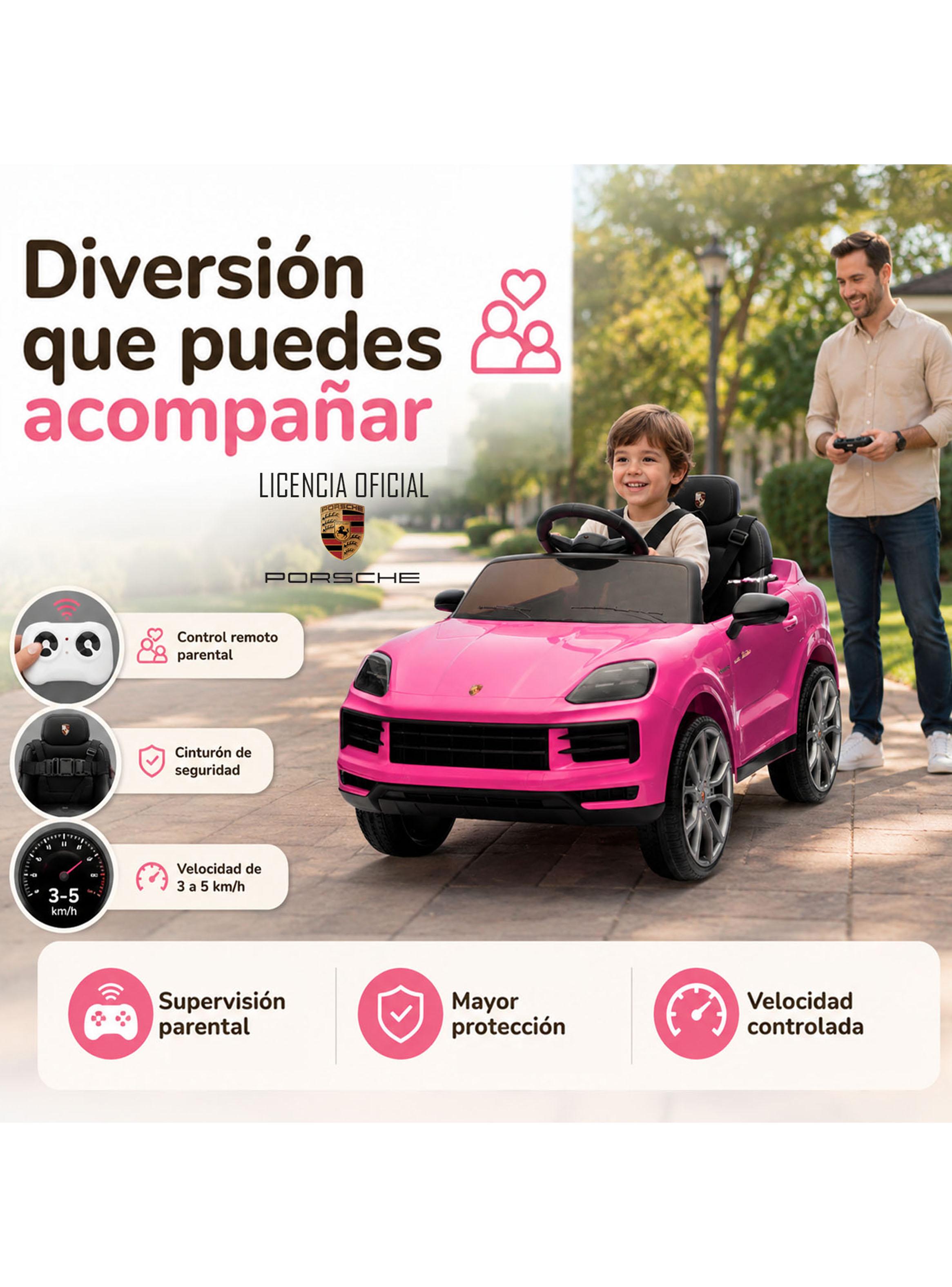 Auto a Batería Porsche Cayenne 12v 2 Motores Rosado-3