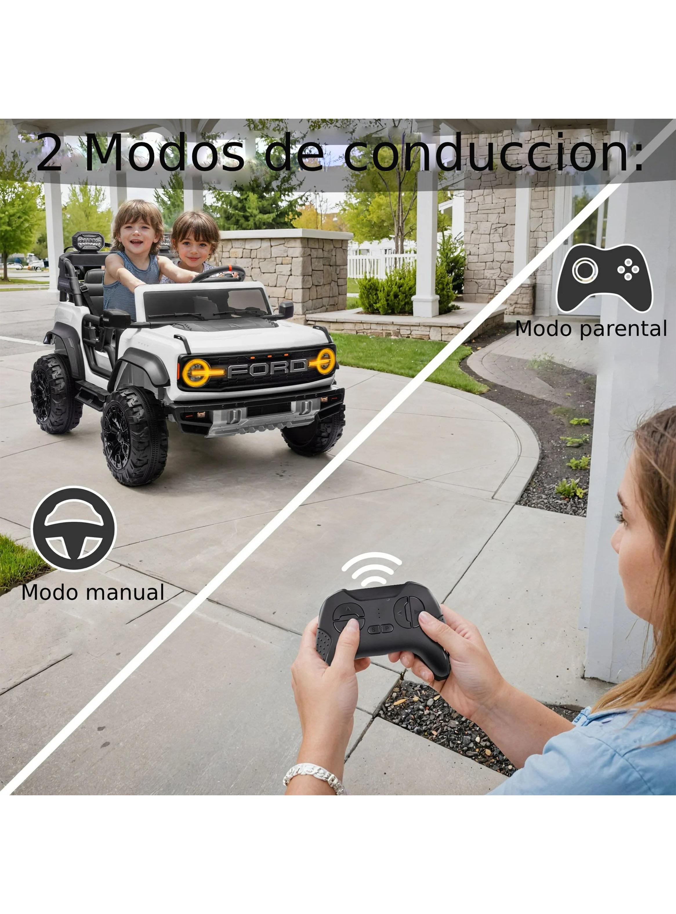 Auto Bateria Ford Bronco Raptor 12v 2 Motores Blanco-5