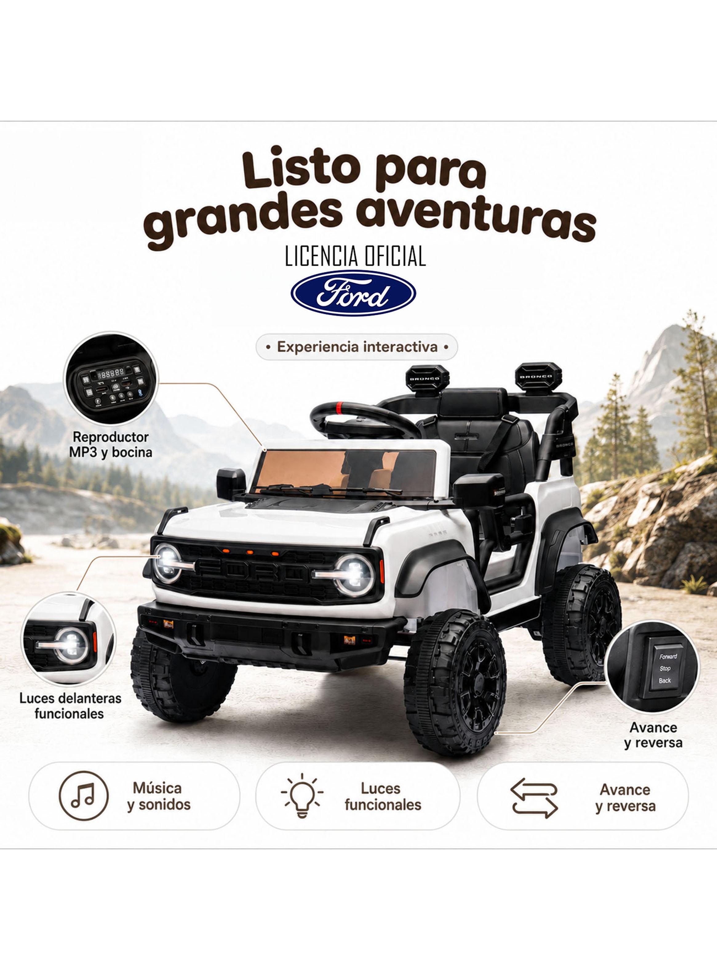 Auto Bateria Ford Bronco Raptor 12v 2 Motores Blanco-2