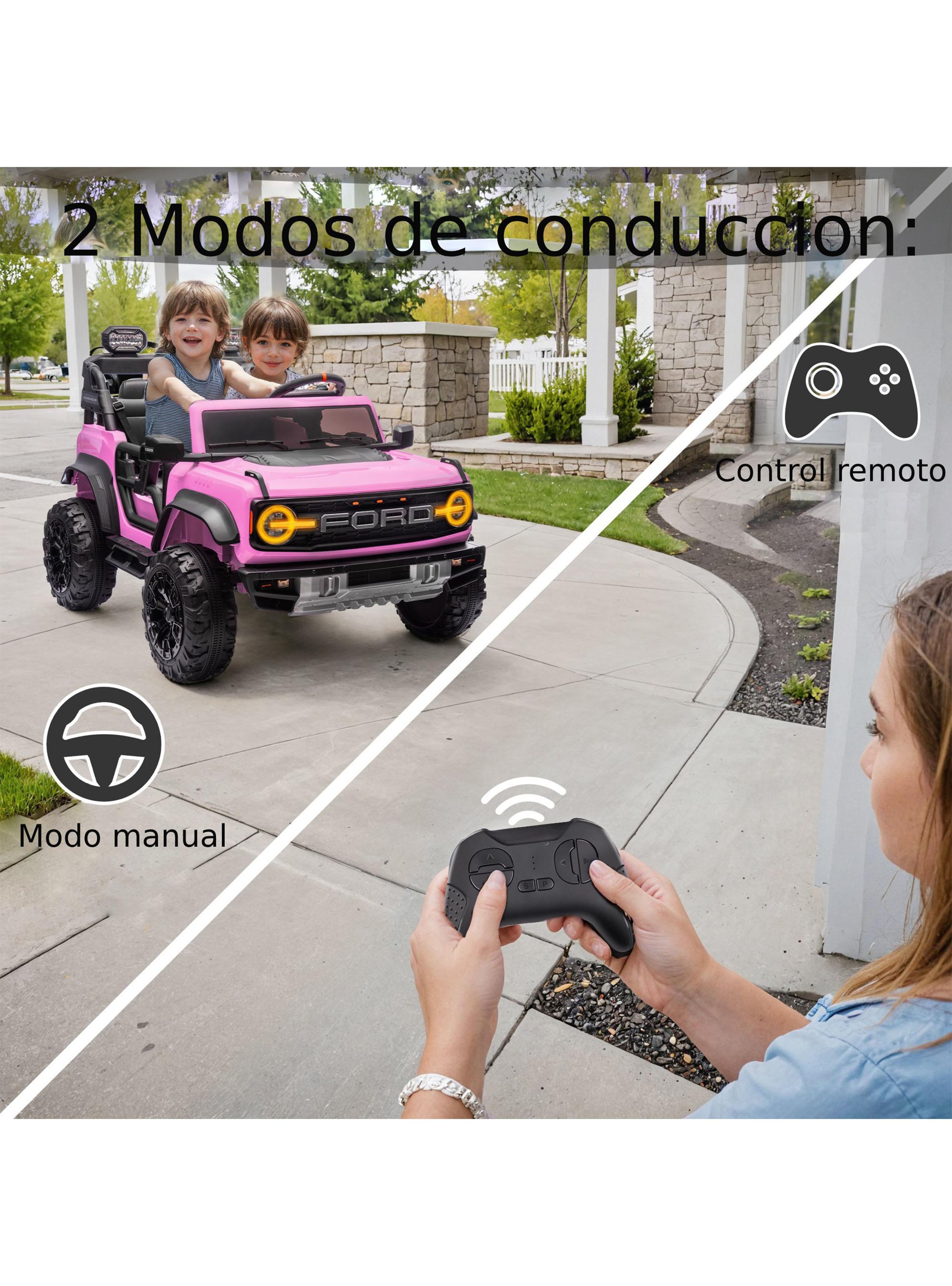 Auto Batería Ford Bronco Raptor 12v 2 Motores Rosado-5
