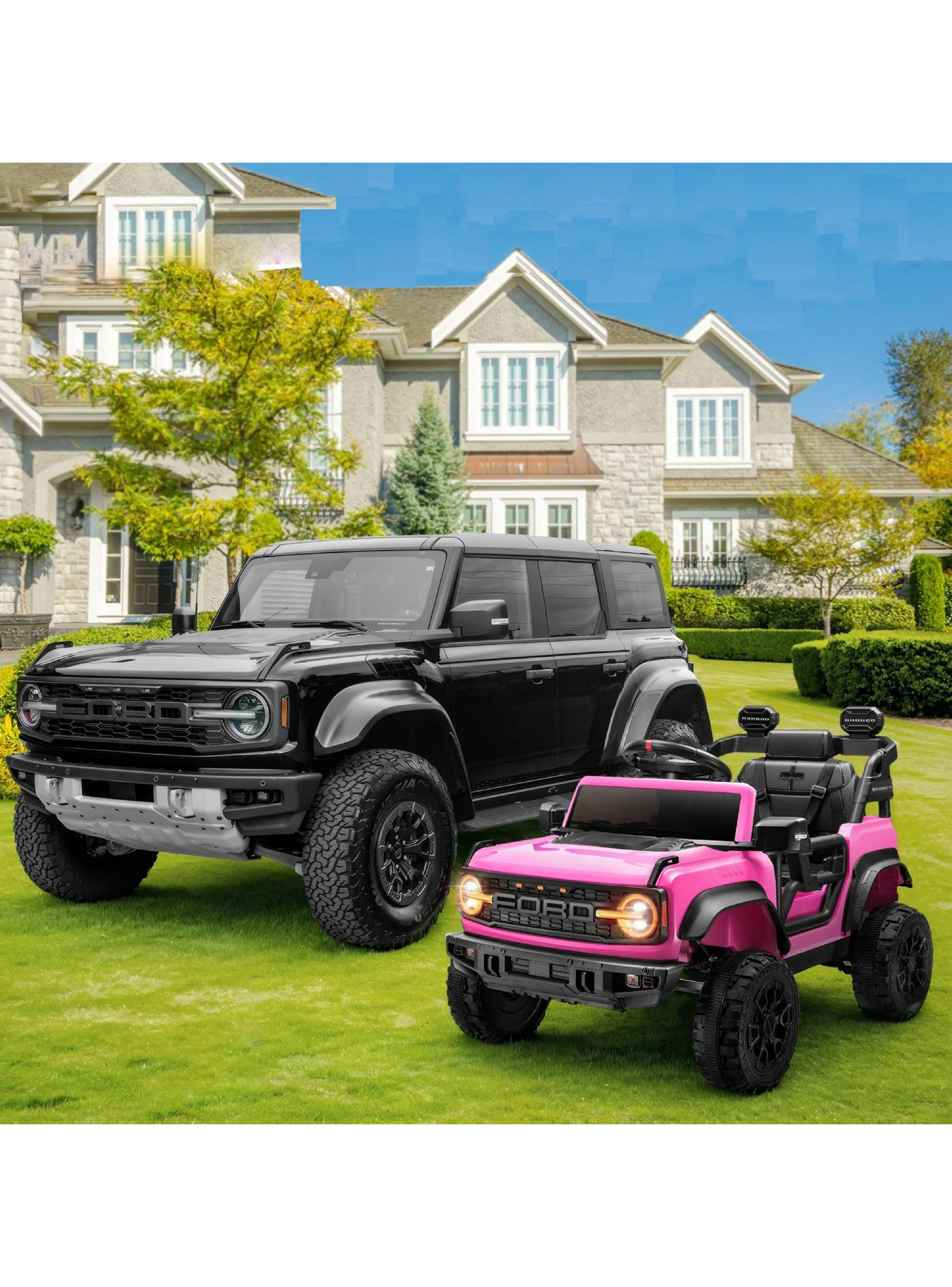 Auto Batería Ford Bronco Raptor 12v 2 Motores Rosado-6