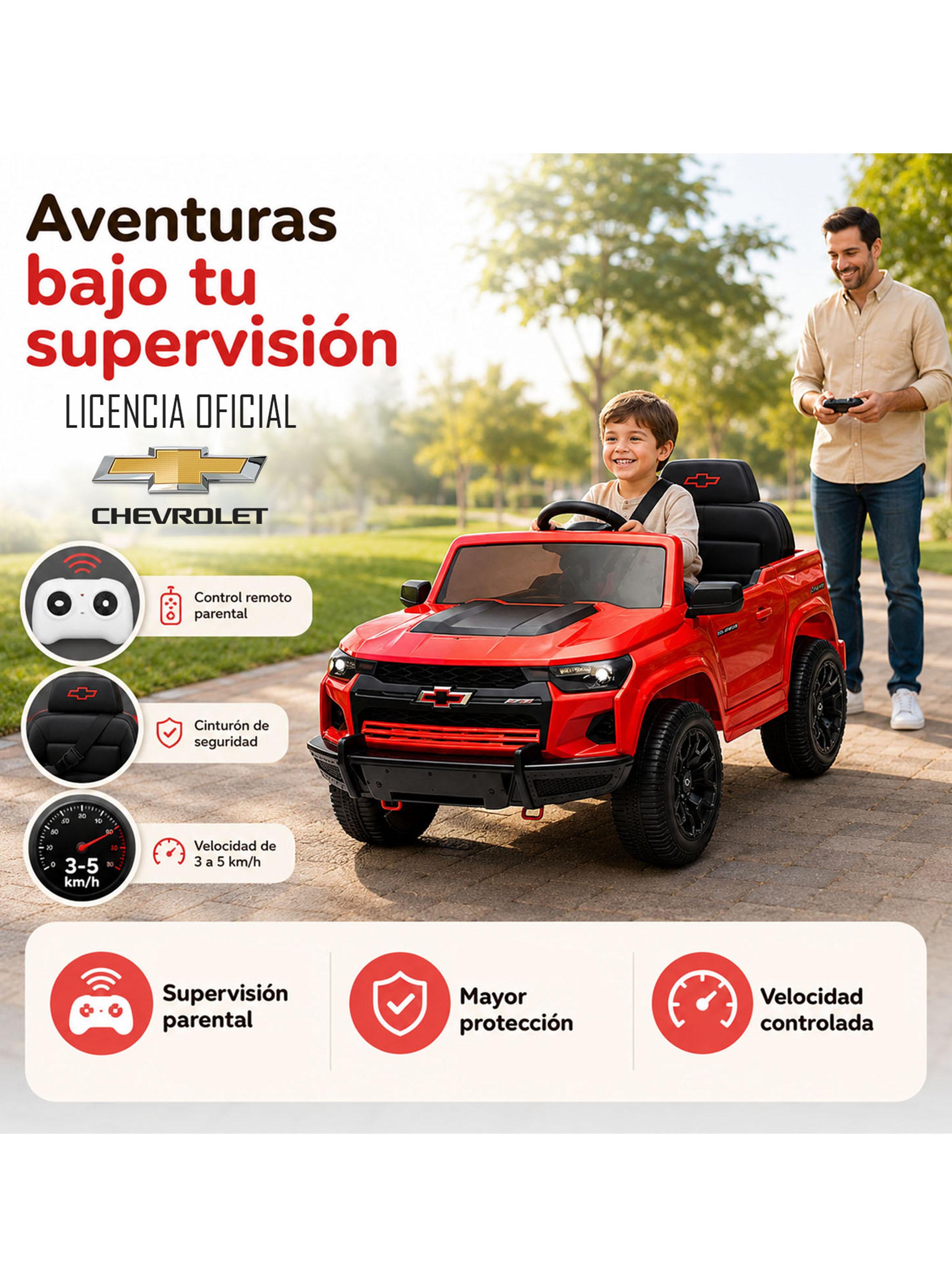 Auto a Batería Chevrolet Colorado 12v 2 Motores Rojo-2