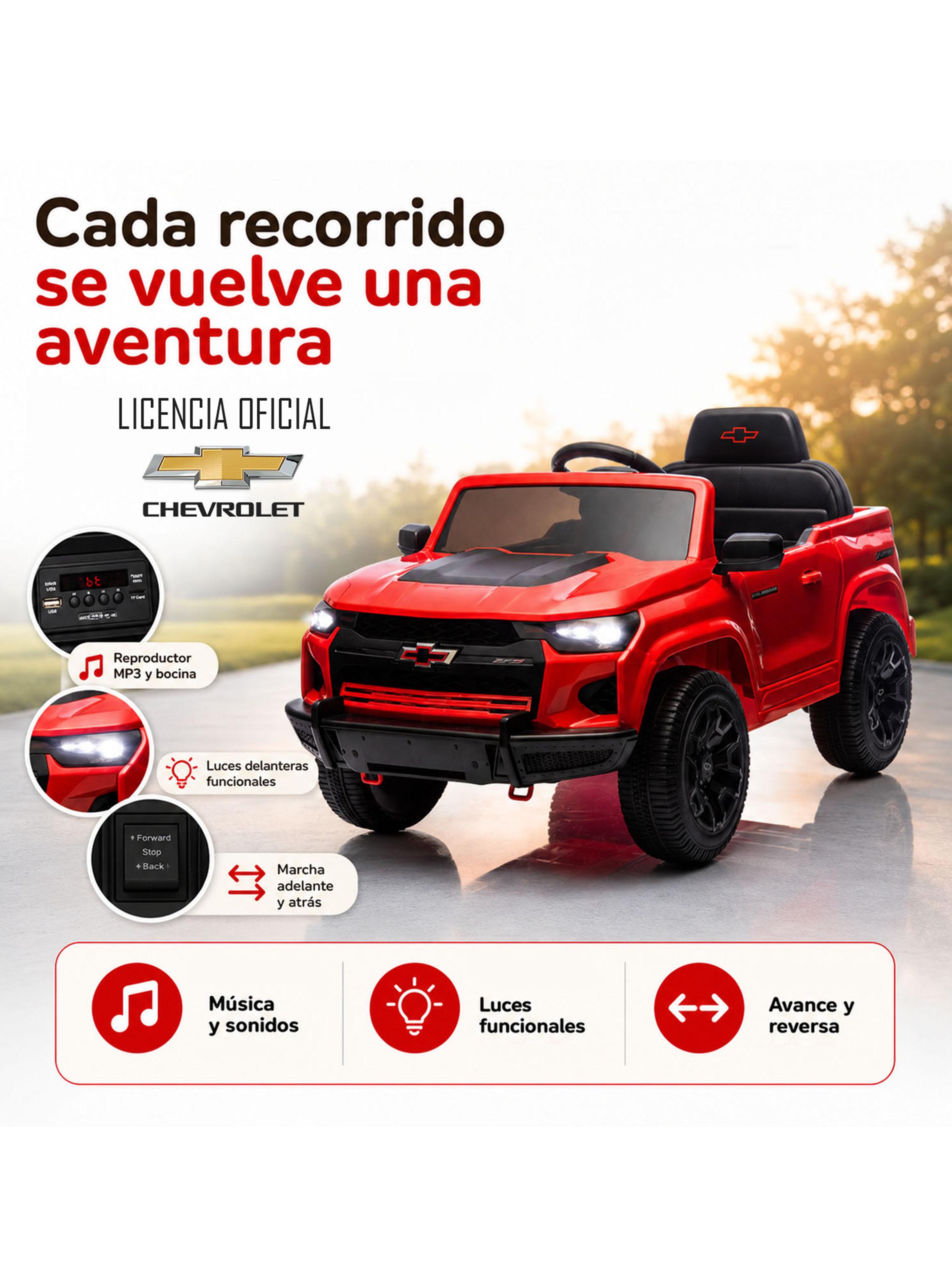 Auto a Batería Chevrolet Colorado 12v 2 Motores Rojo-4