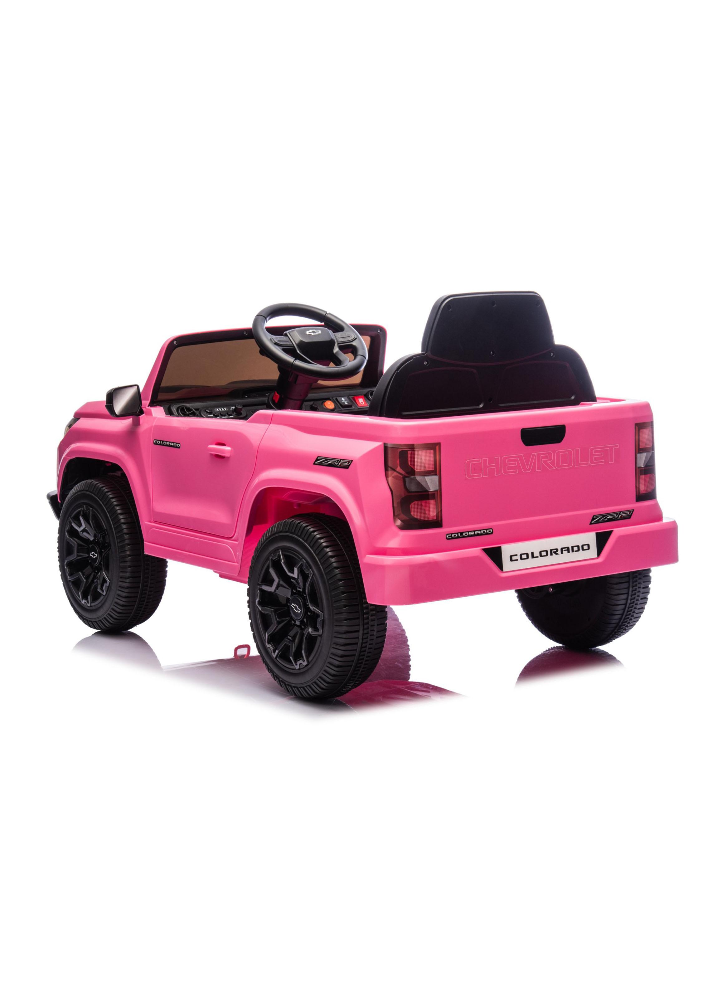 Auto a Batería Chevrolet Colorado 12v 2 Motores Rosado-3