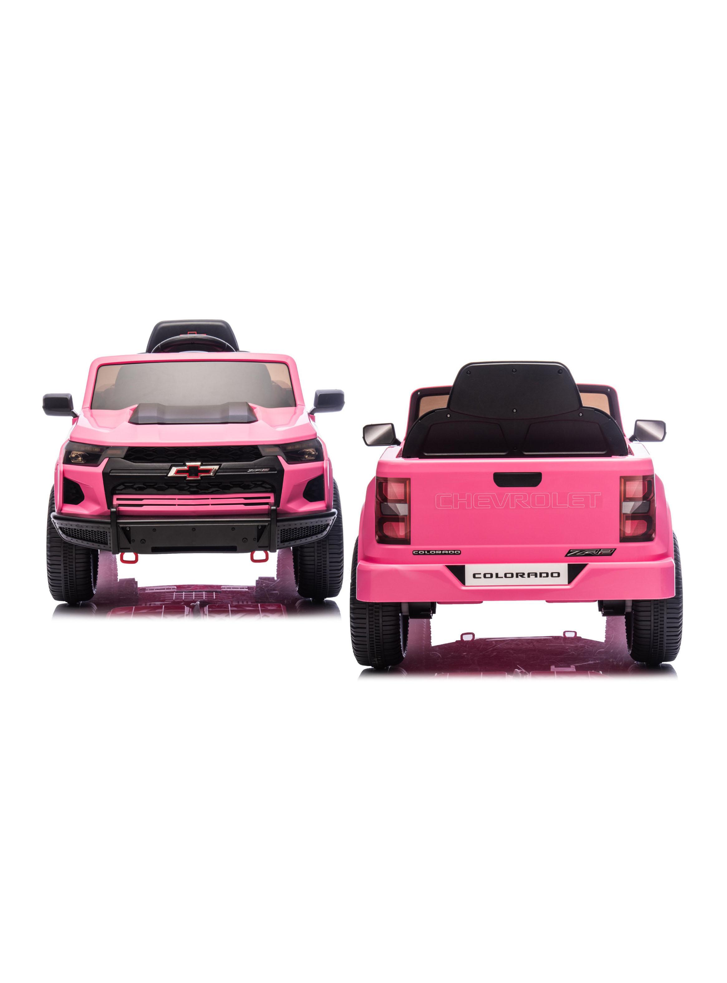 Auto a Batería Chevrolet Colorado 12v 2 Motores Rosado-4
