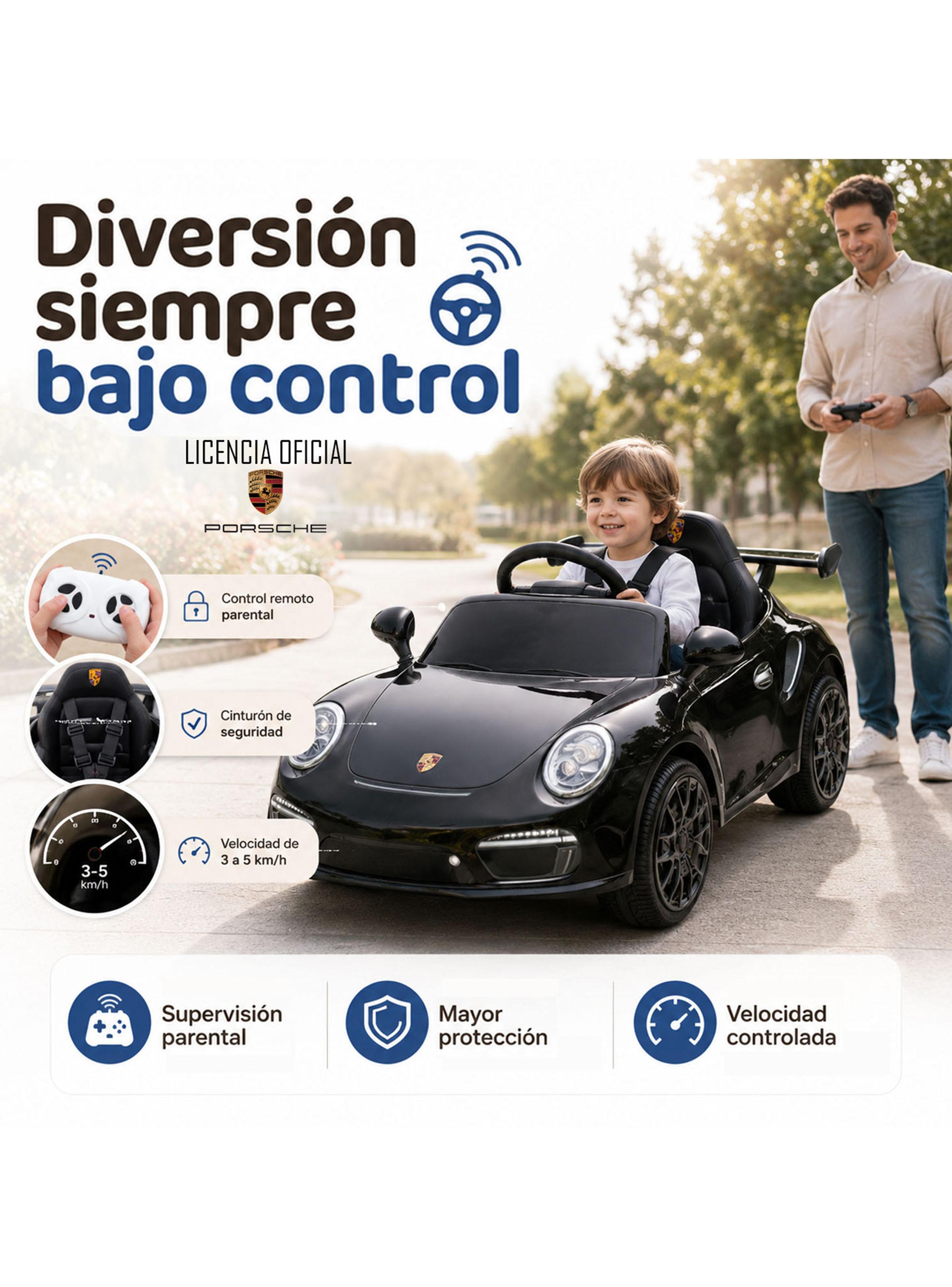 Auto a Batería Porsche 911 Ruf CTR3 12v 2 Motores Negro-5