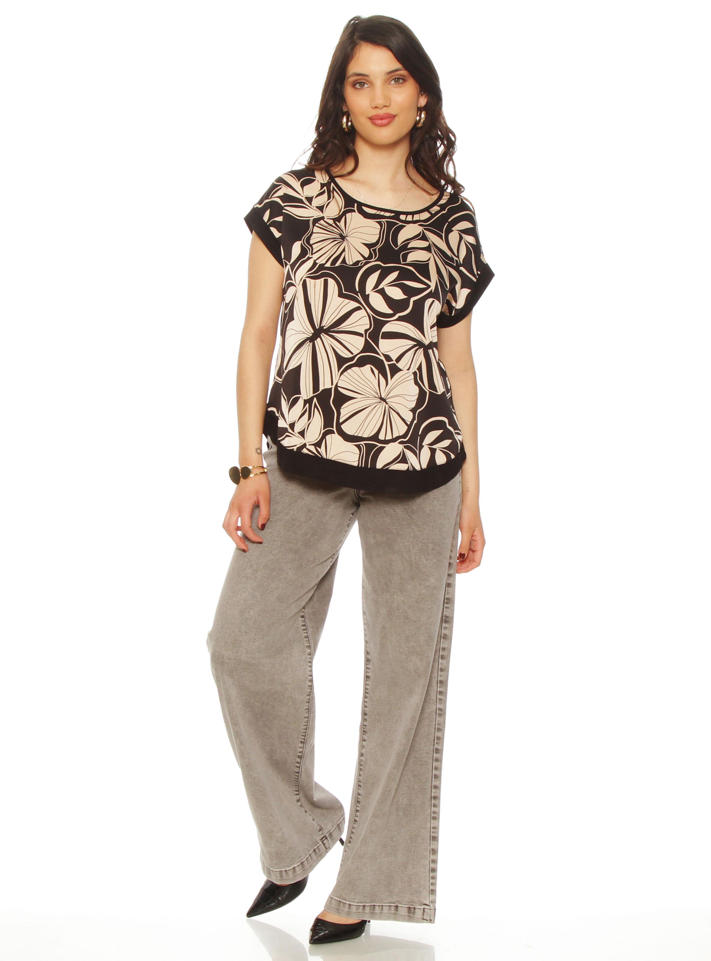 Blusa Estampado Floral con Escote Redondo-3